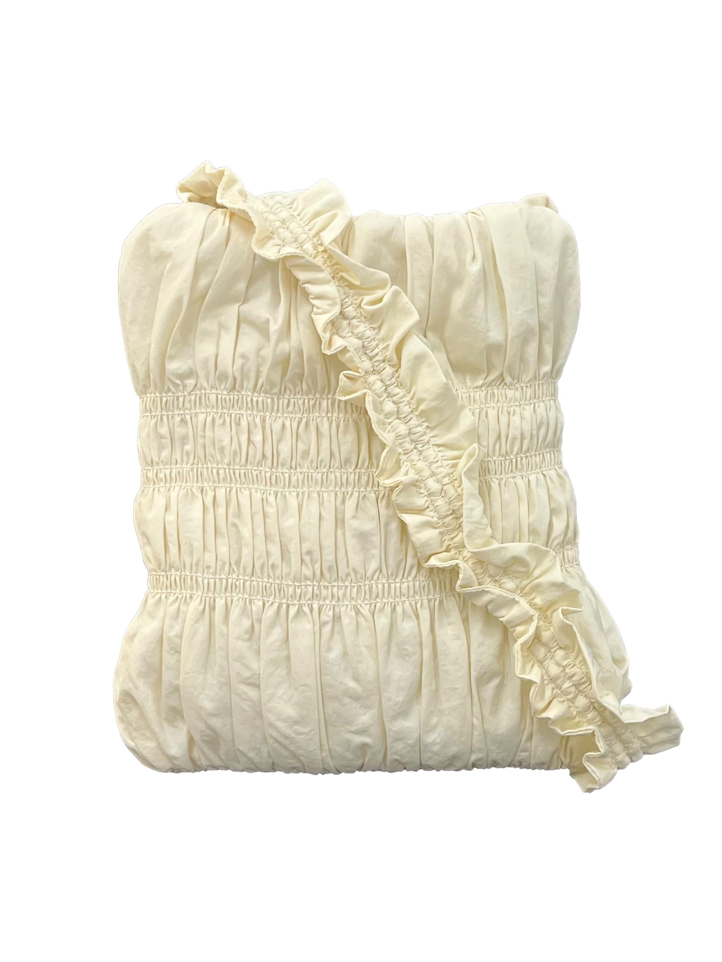 Off White Shirr Crossbody Carrier