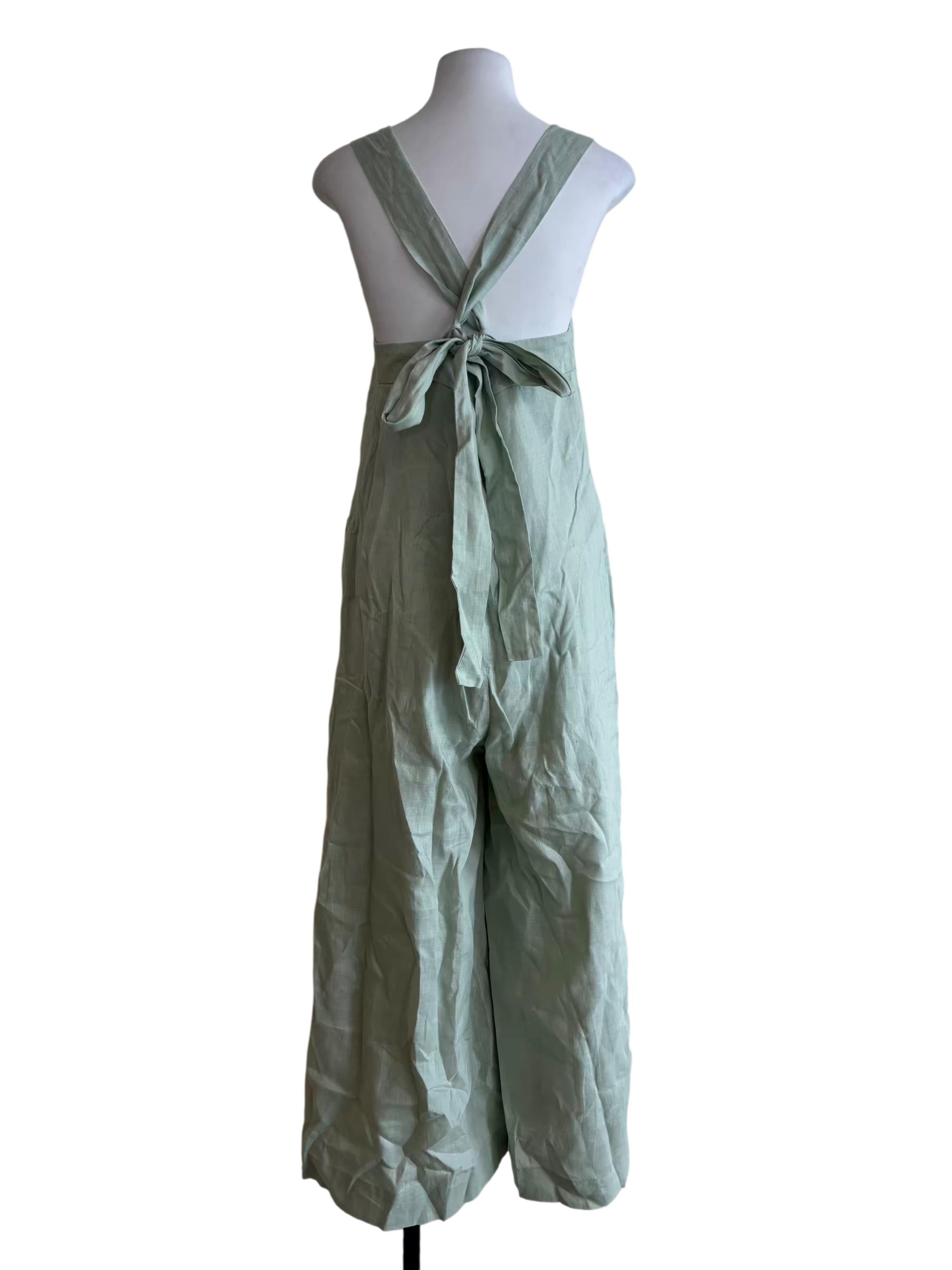 Mint Green Apron Neck Wide Jumpsuit TEM