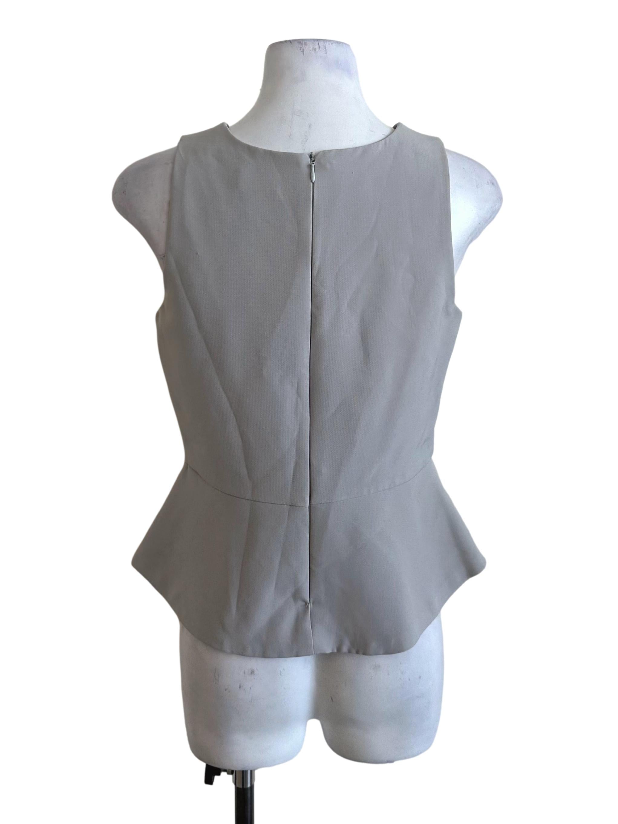 Light Grey Round Neck Peplum Top