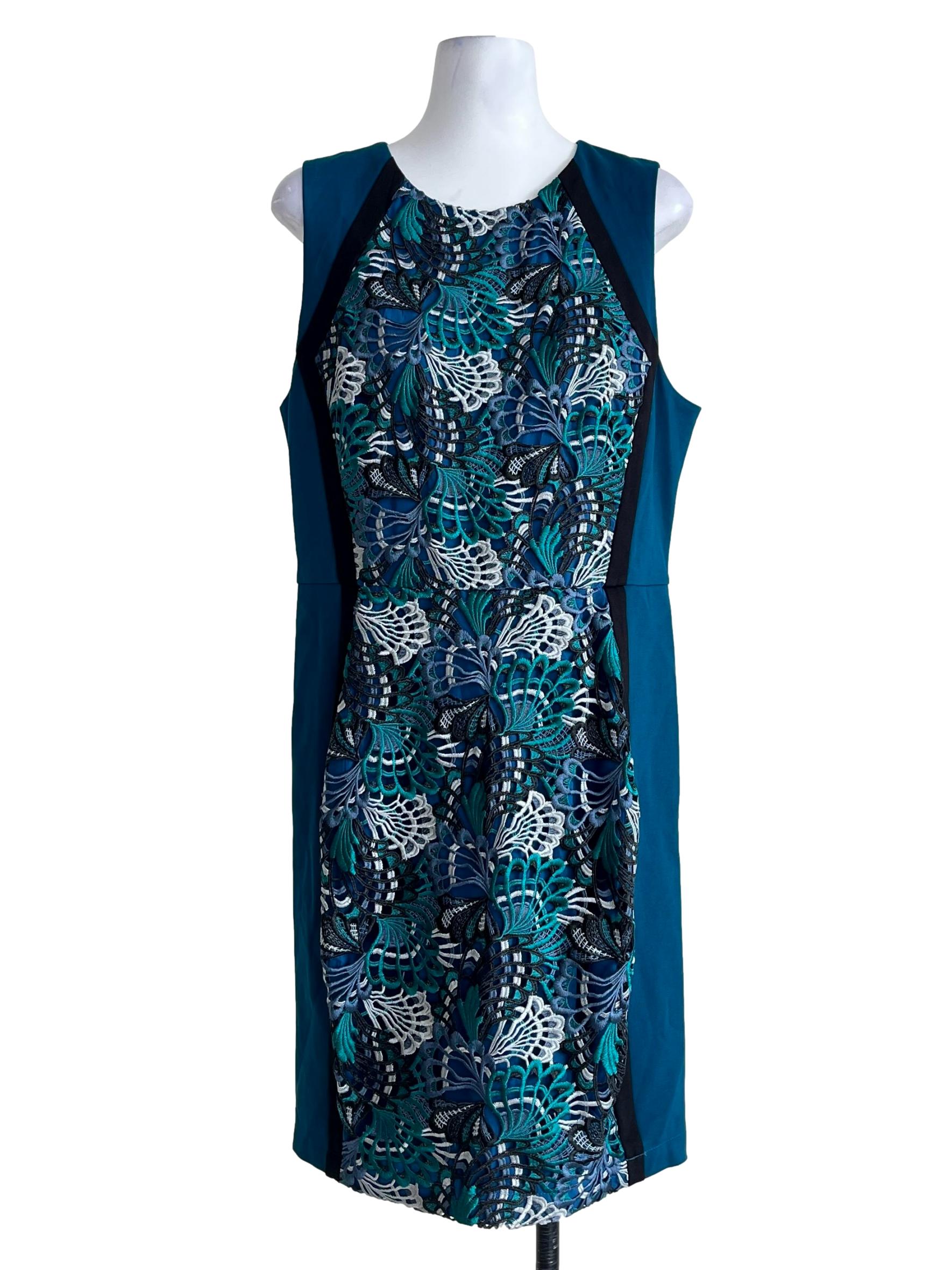 Teal Blue Halter A-Line Lace Dress