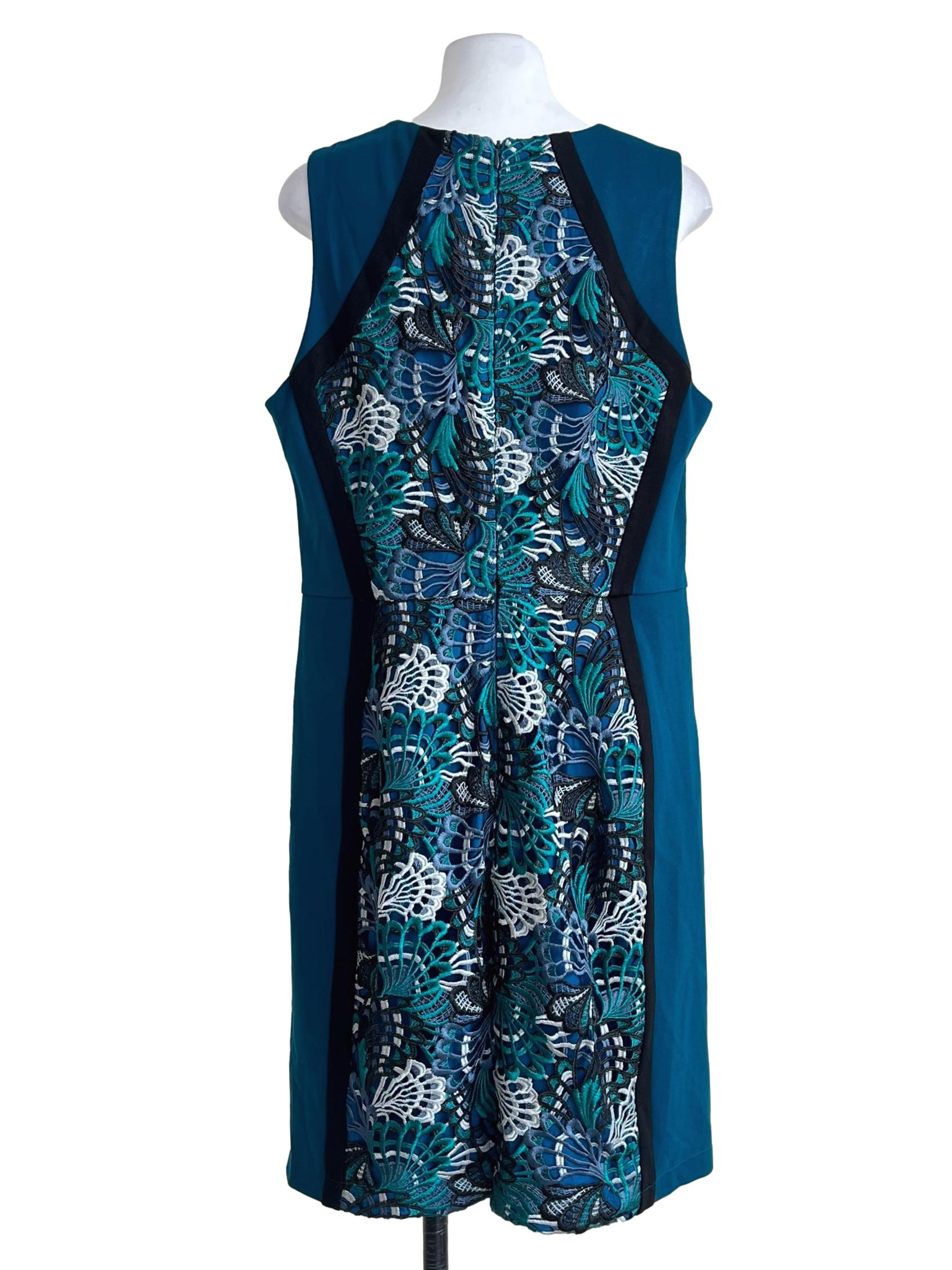 Teal Blue Halter A-Line Lace Dress