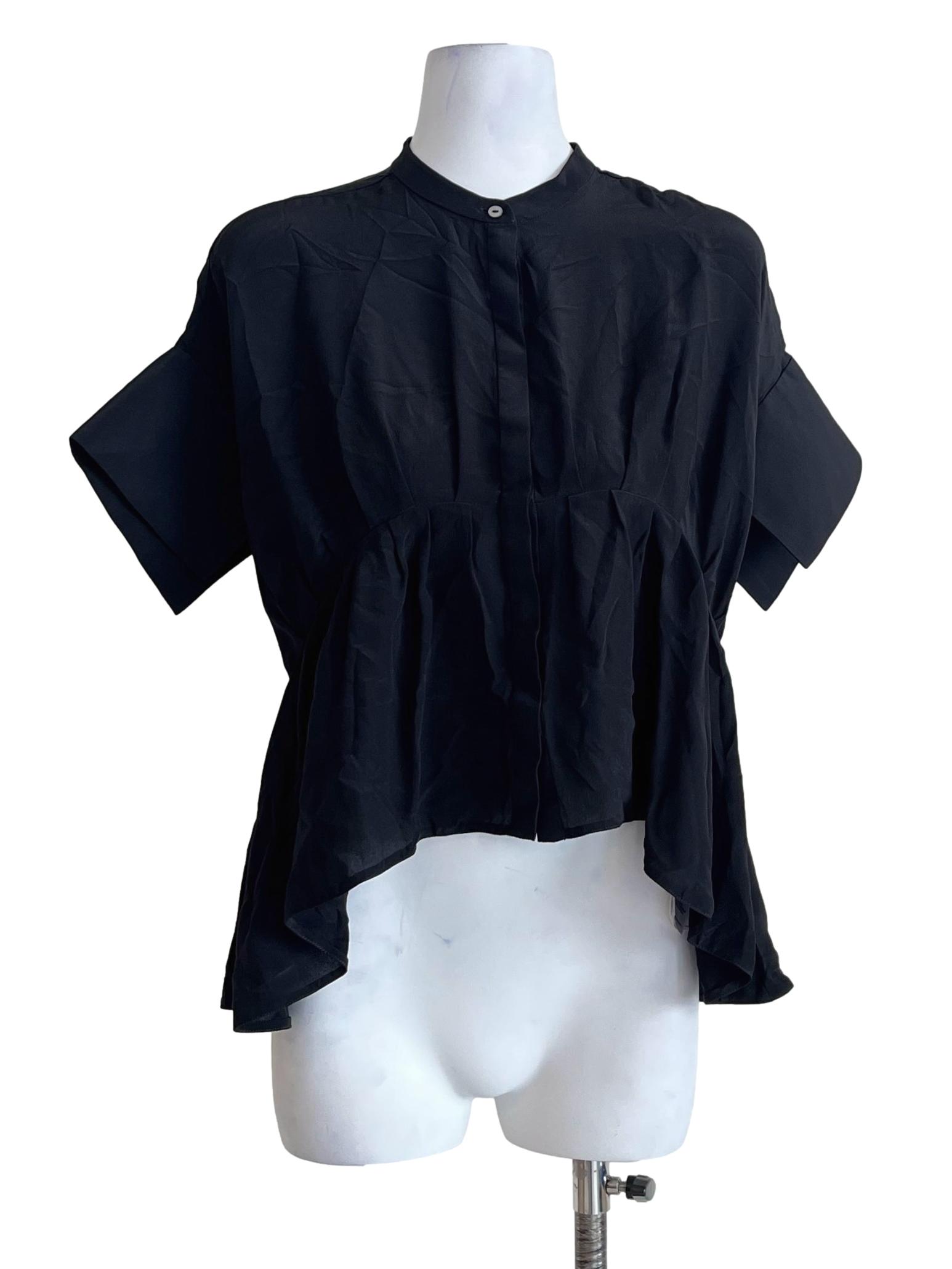 Pitch Black High Neck Short Sleeve Top