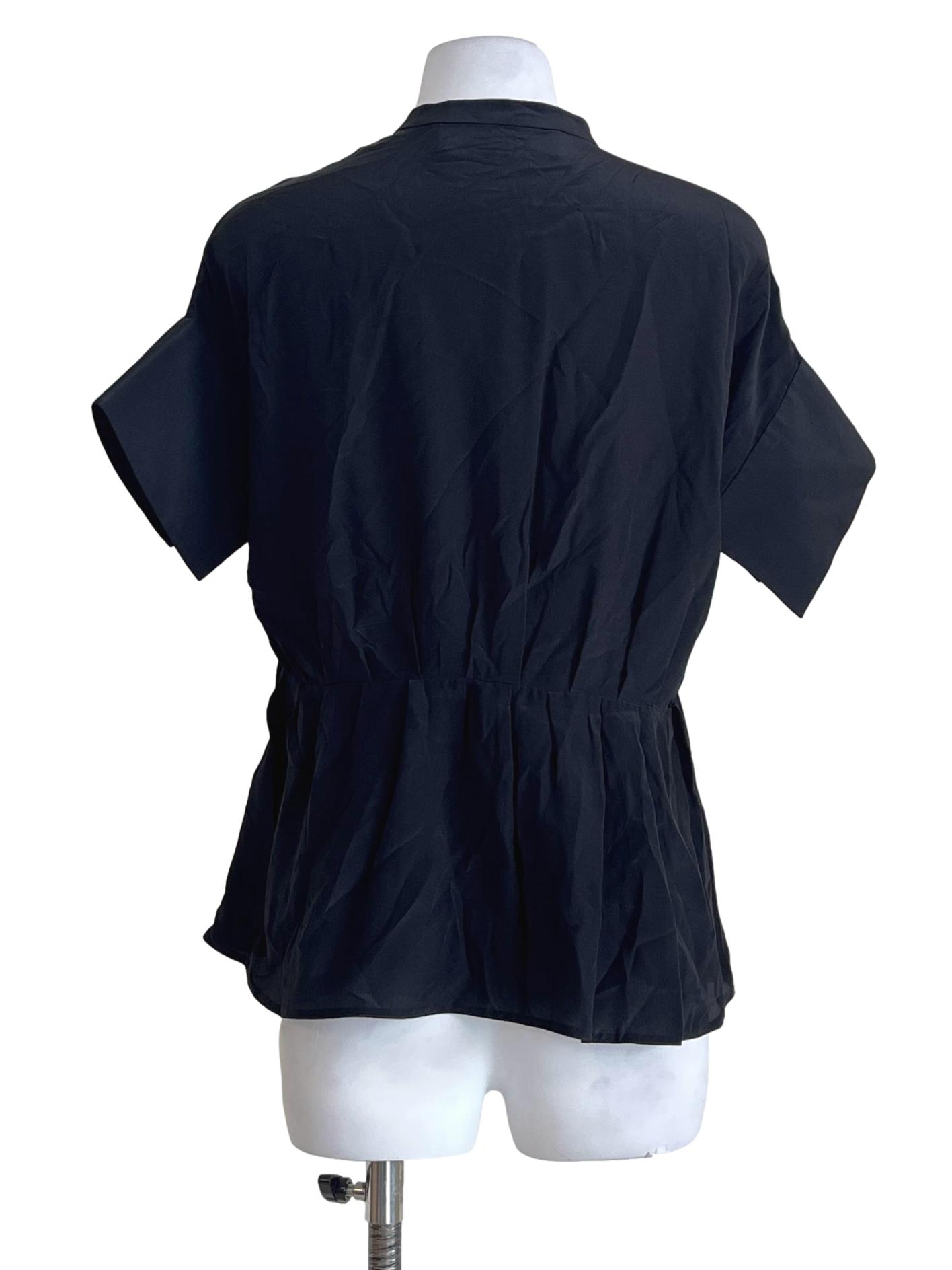 Pitch Black High Neck Short Sleeve Top