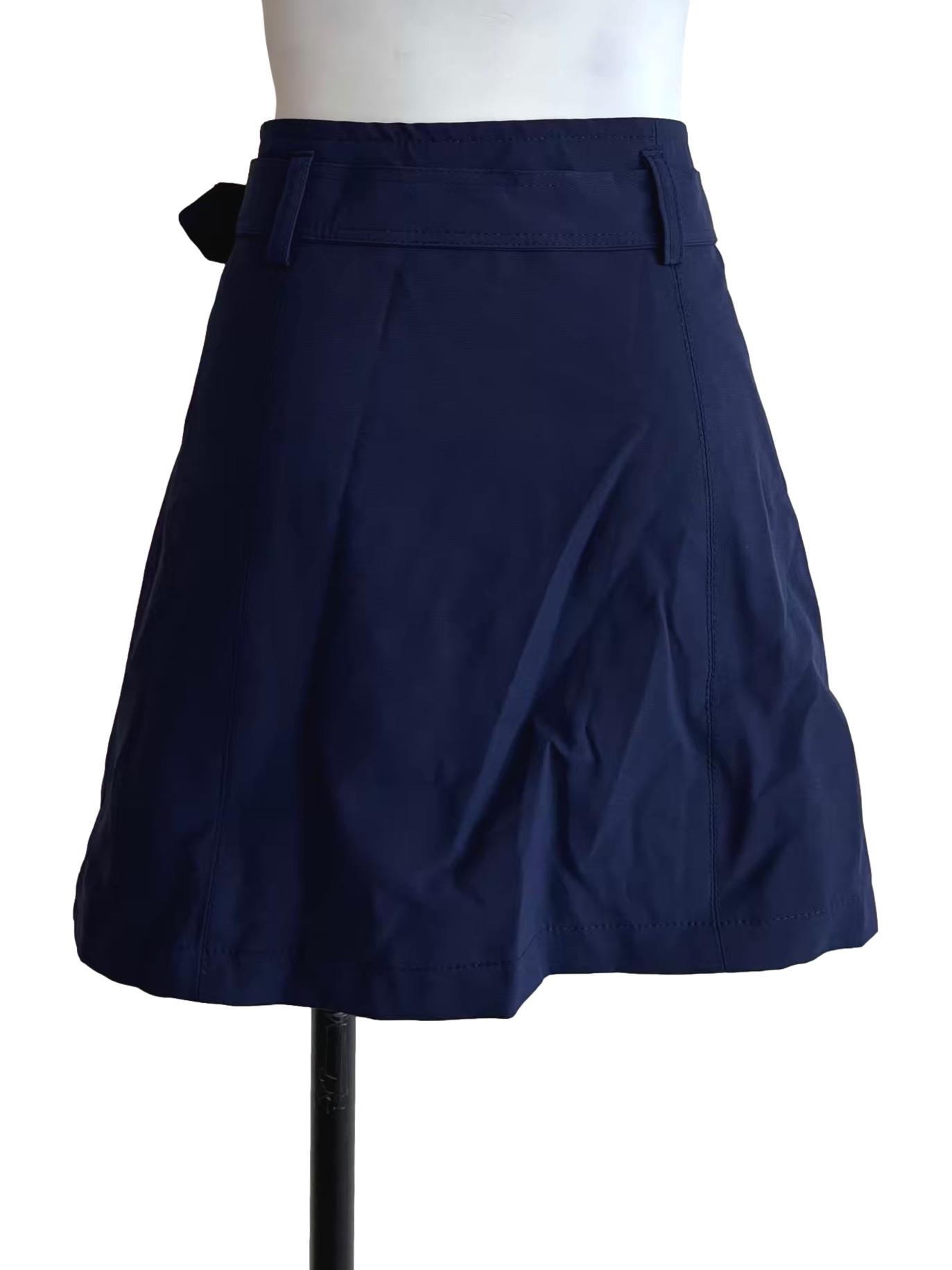 Navy Blue Zip Up Mini Skirt