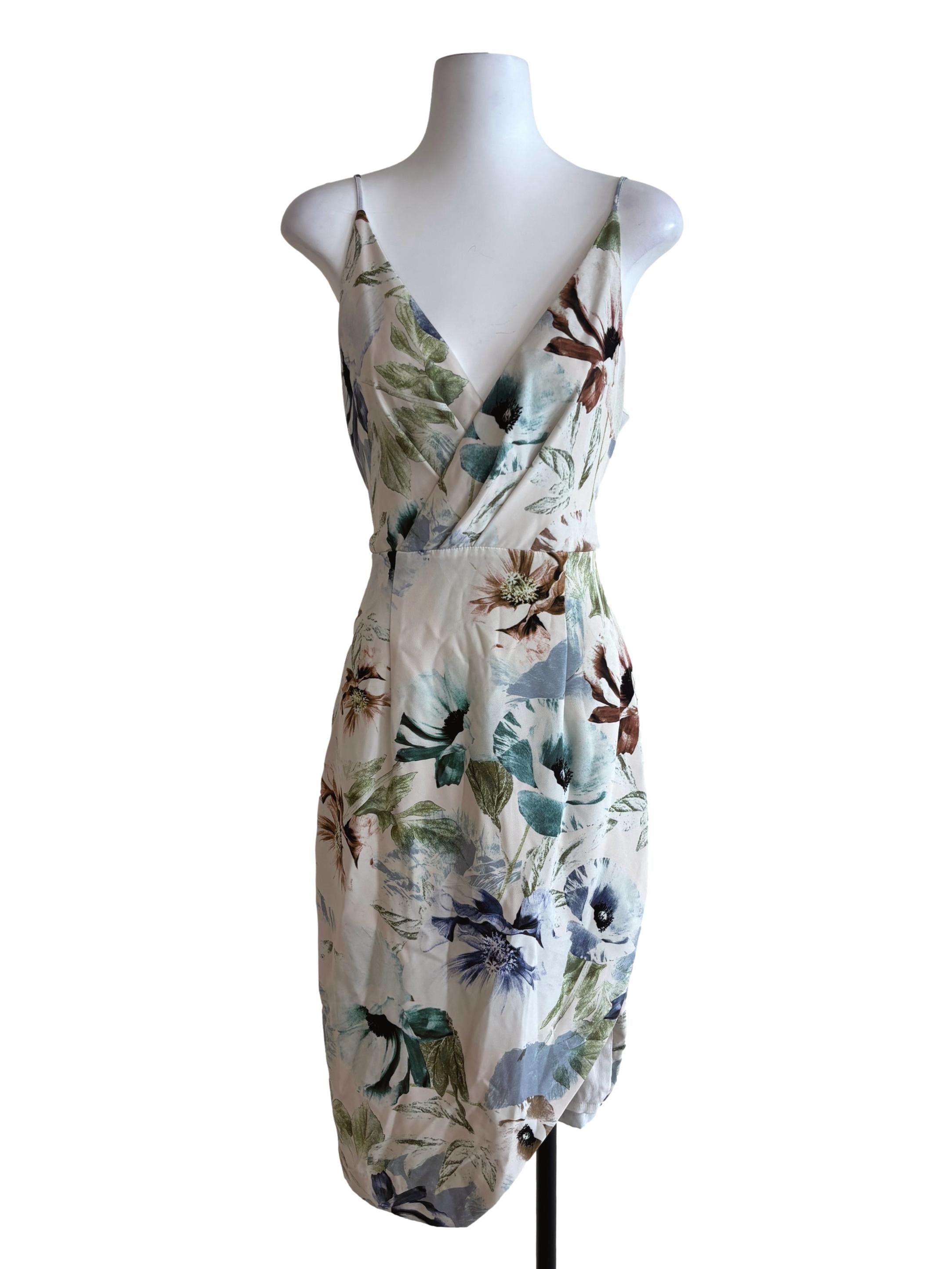 Salt White Printed Surplice Dress