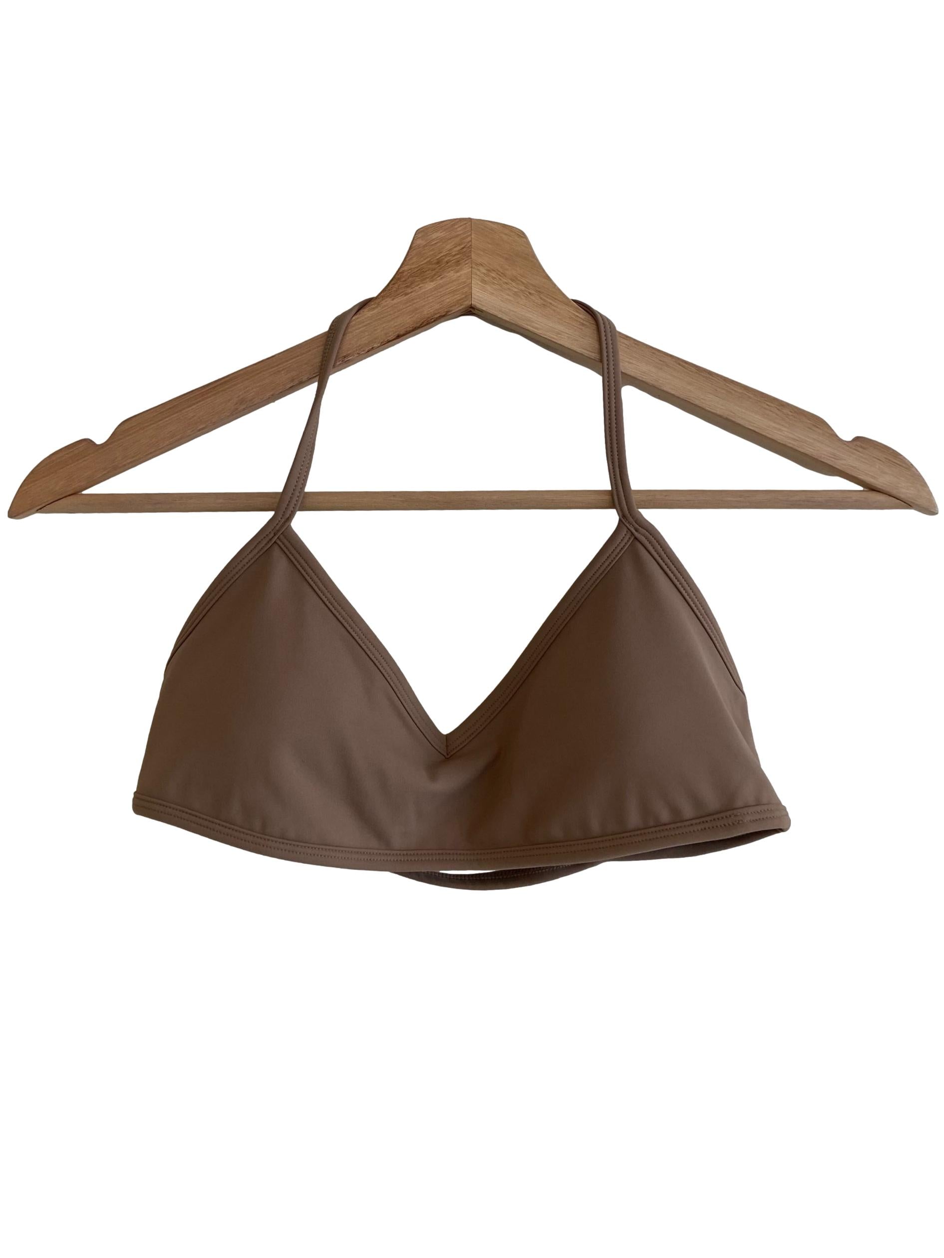 Tortilla Brown Halter Micro Sports Bra