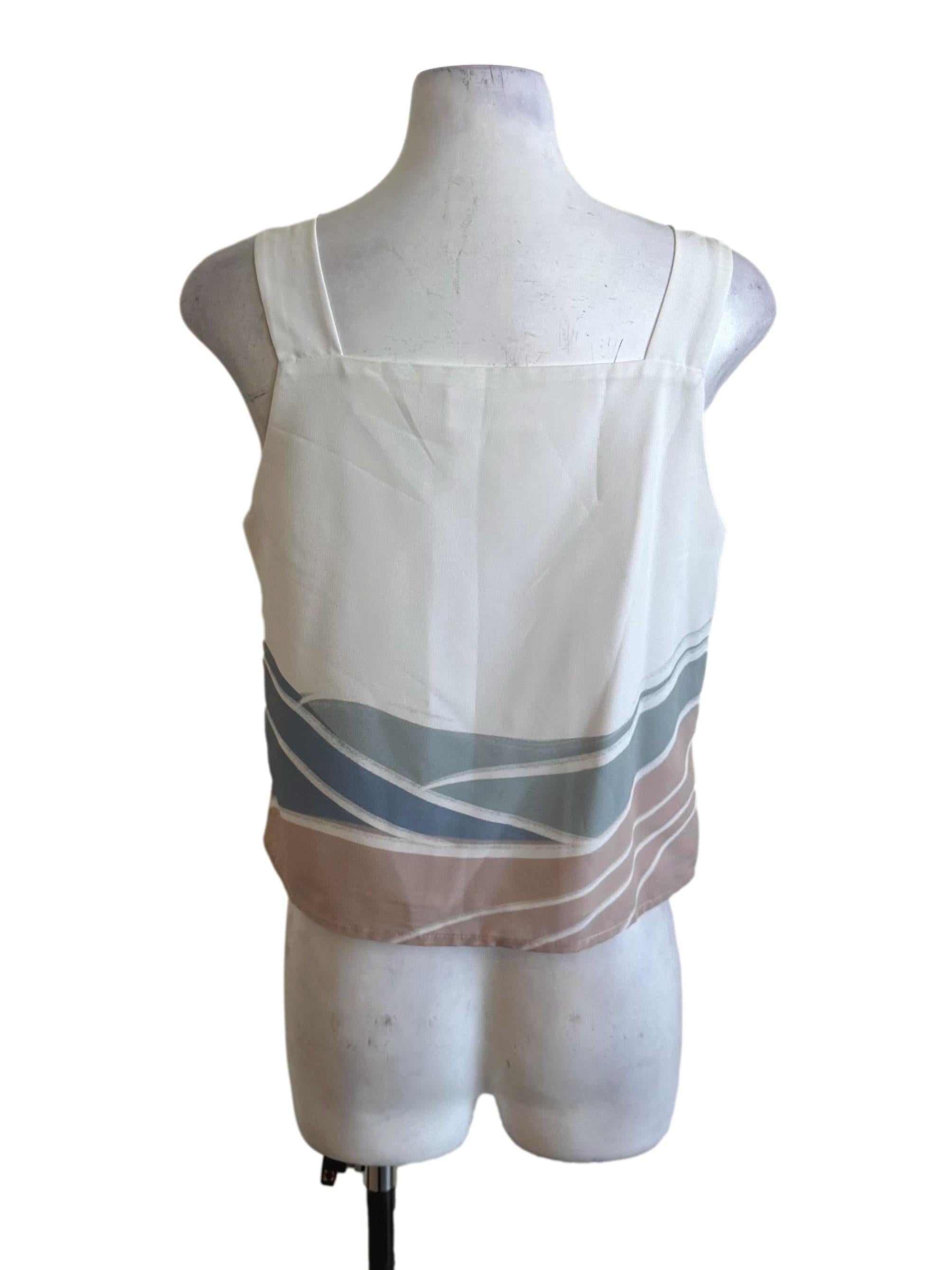 Off White Pattern Square Neck Top