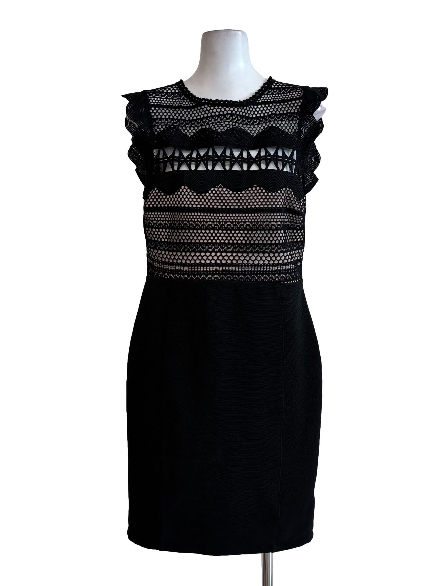 Black Laced Top Sleeveless Pencil Dress