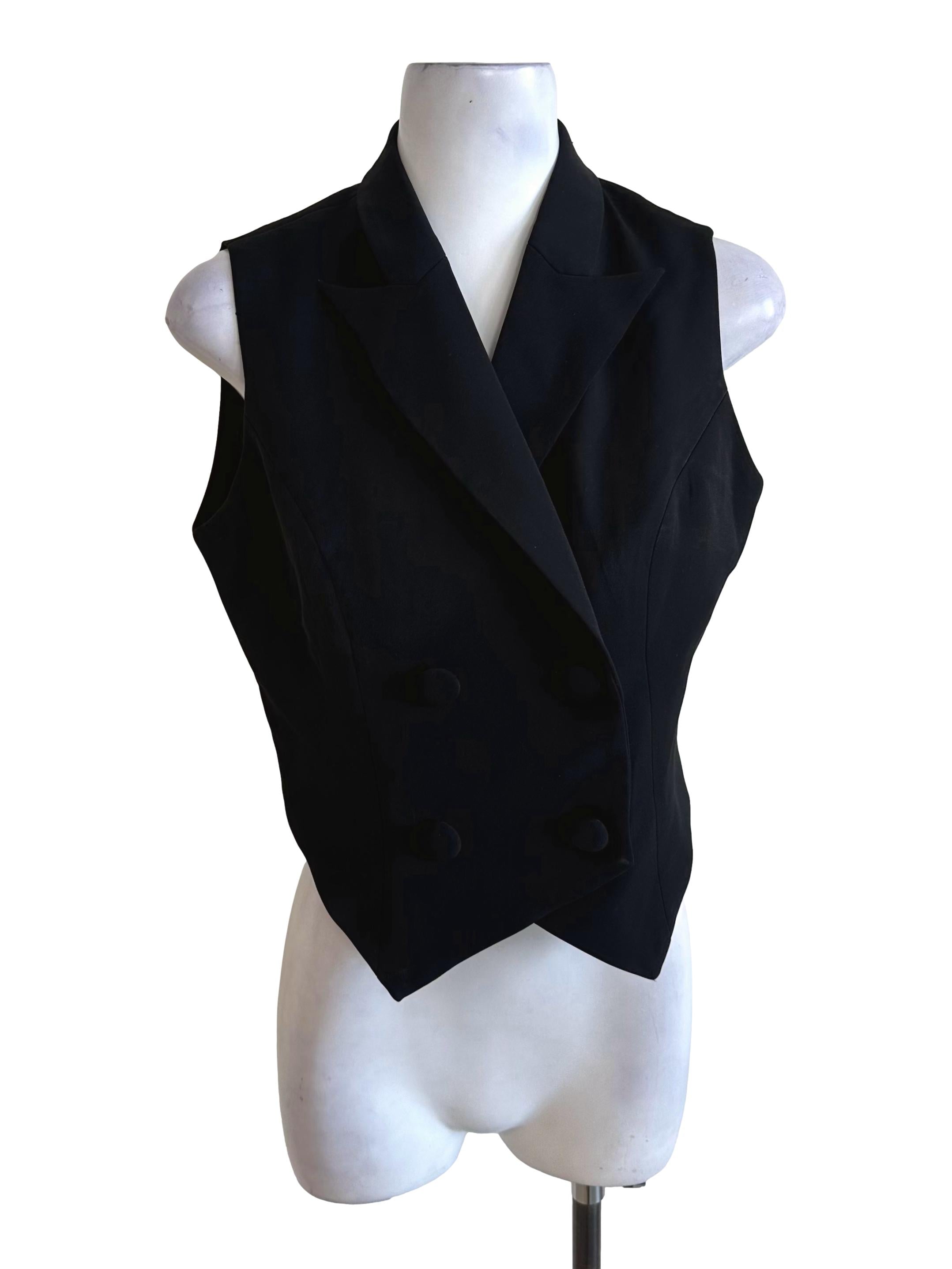 Raven Black Collar Button Vest