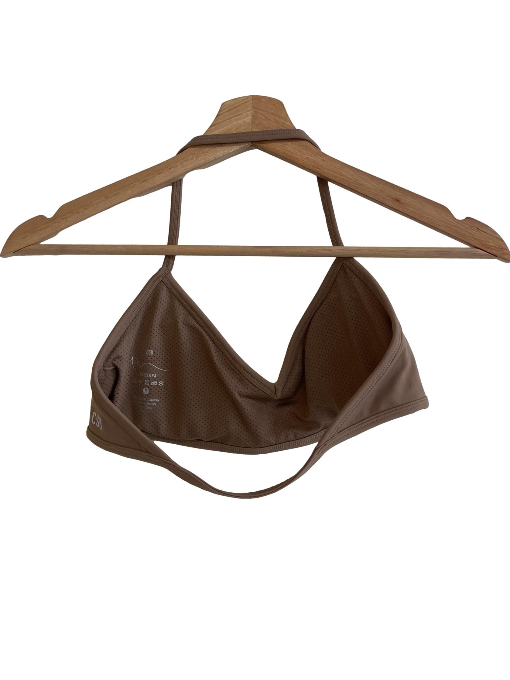 Tortilla Brown Halter Micro Sports Bra