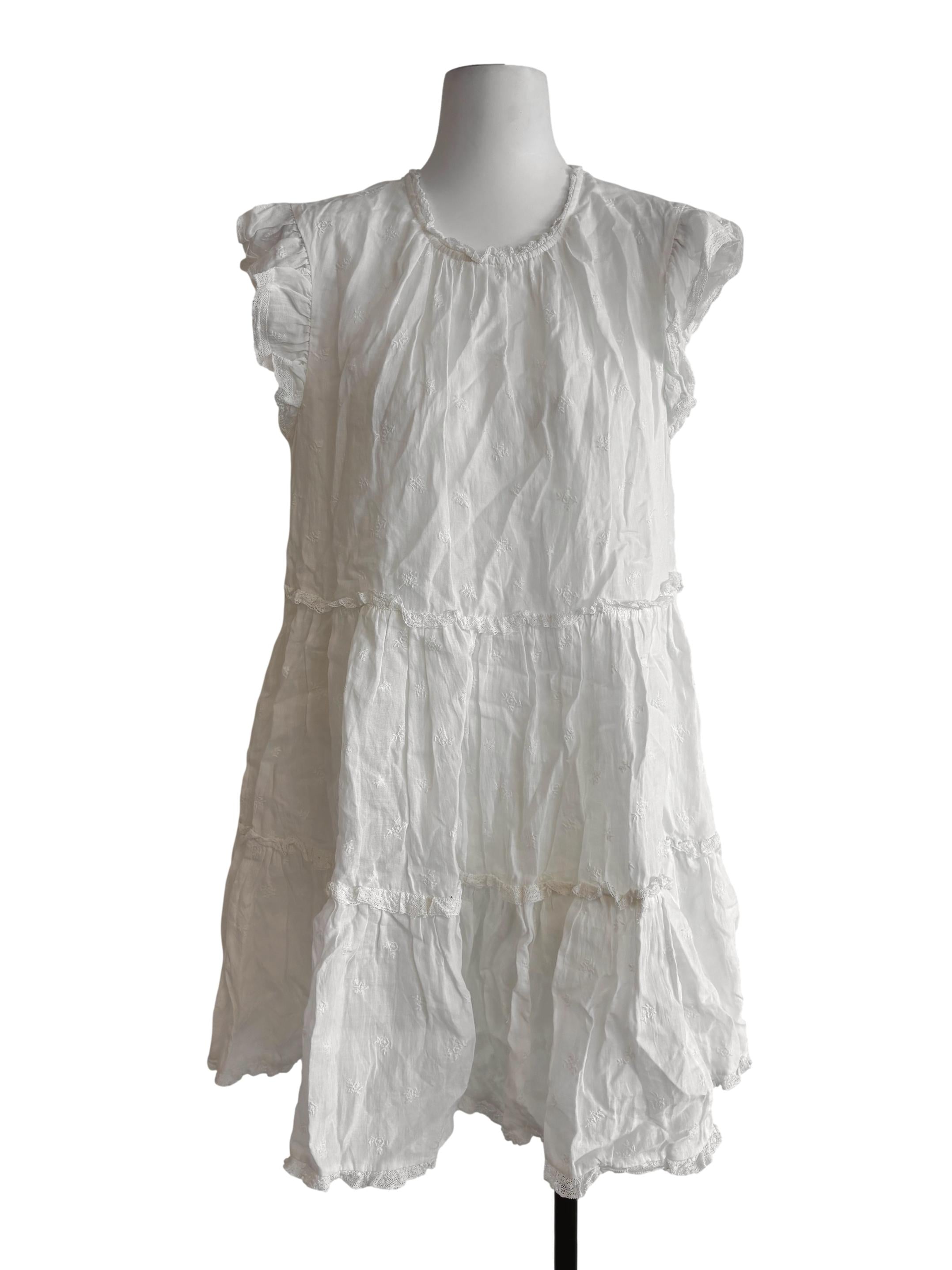 Powder White Sleeveless Tier Dress