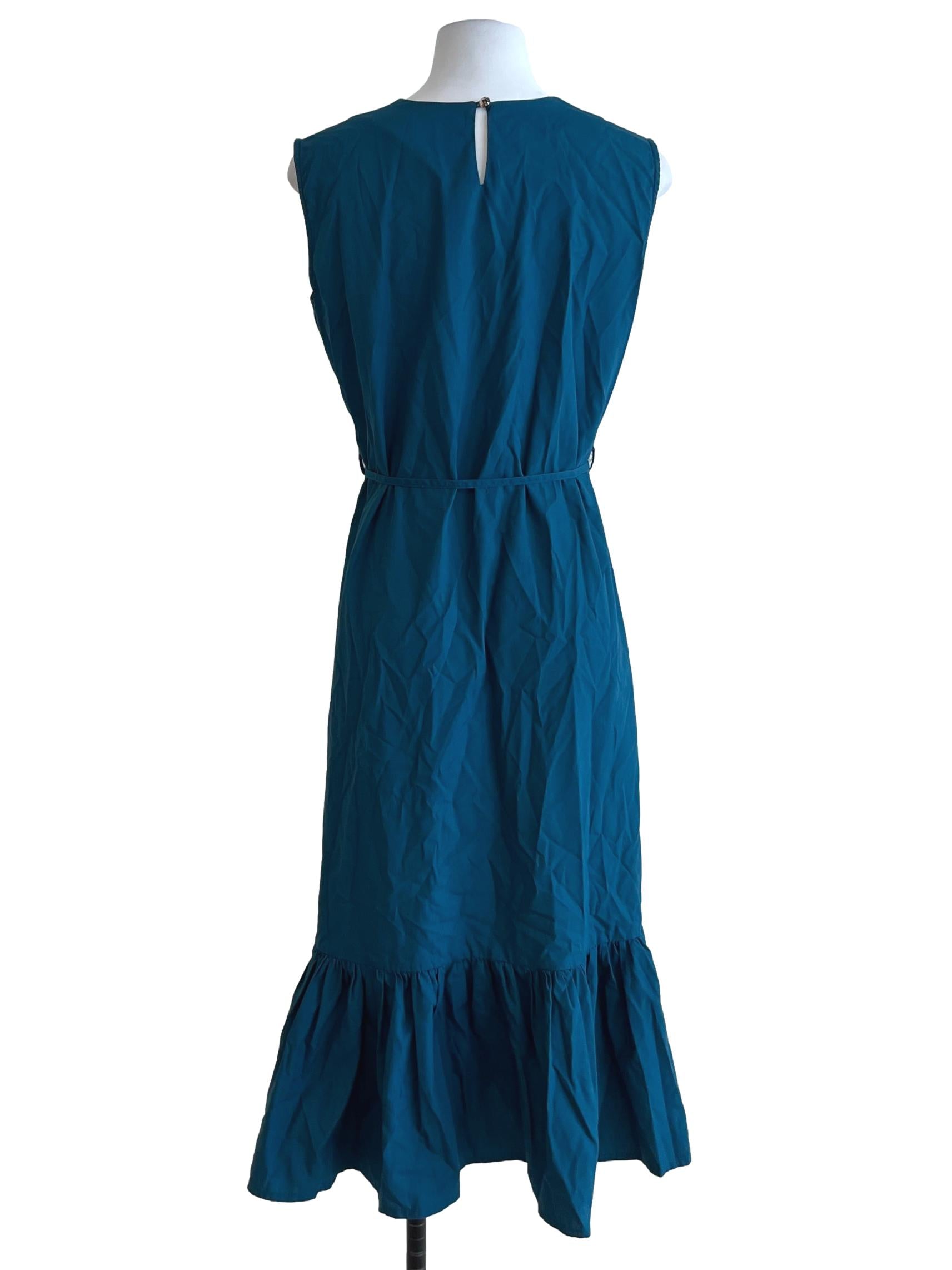 Aegean Blue Jewel Neckline Sheath Dress