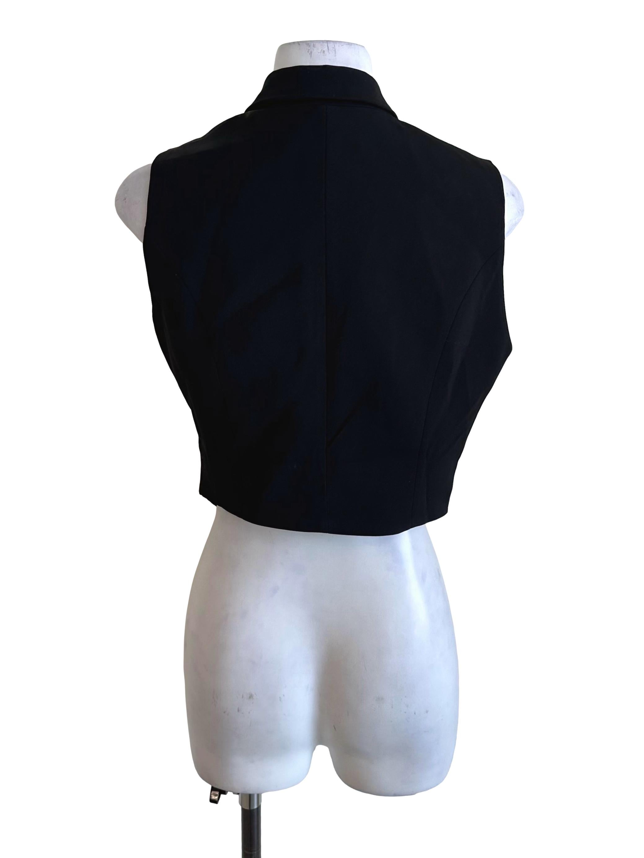 Raven Black Collar Button Vest