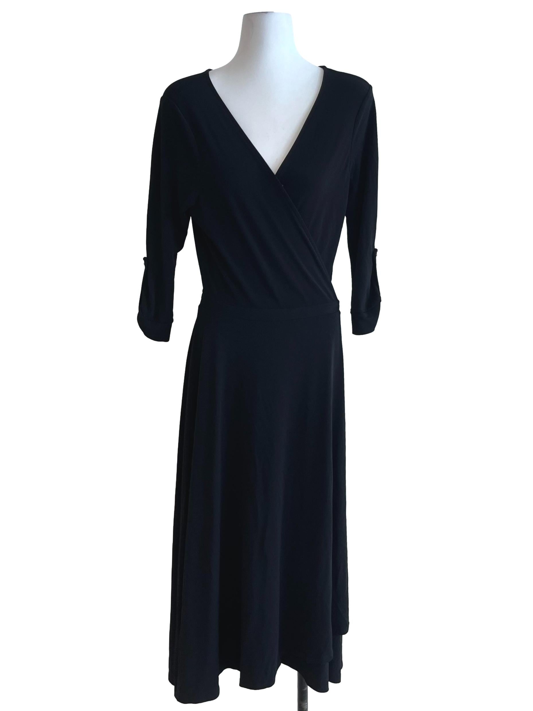 Black V-Neckline Wrap Dress