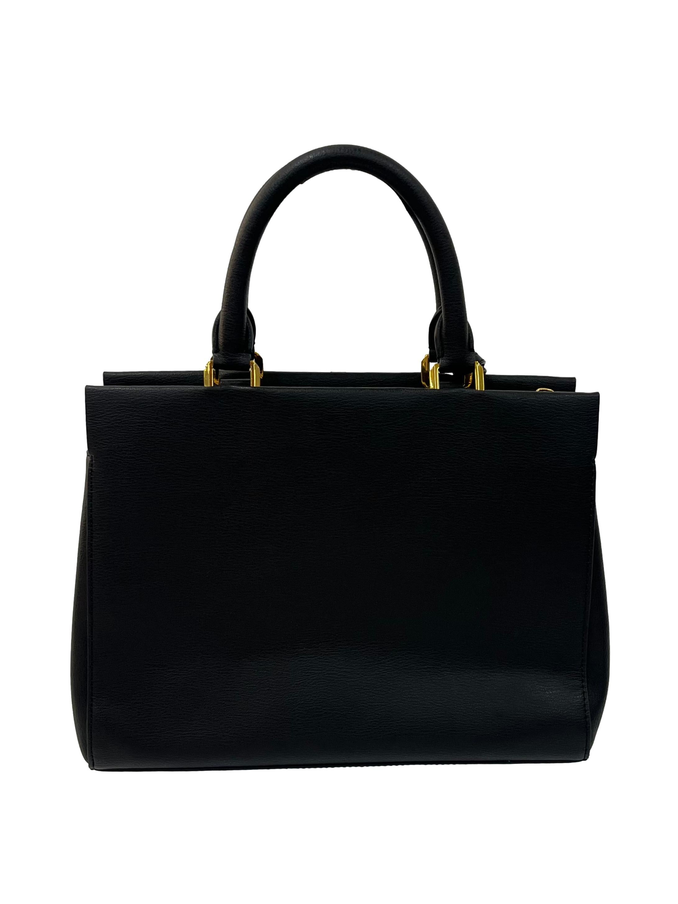 Black Mirabelle Structured Top Handle Bag