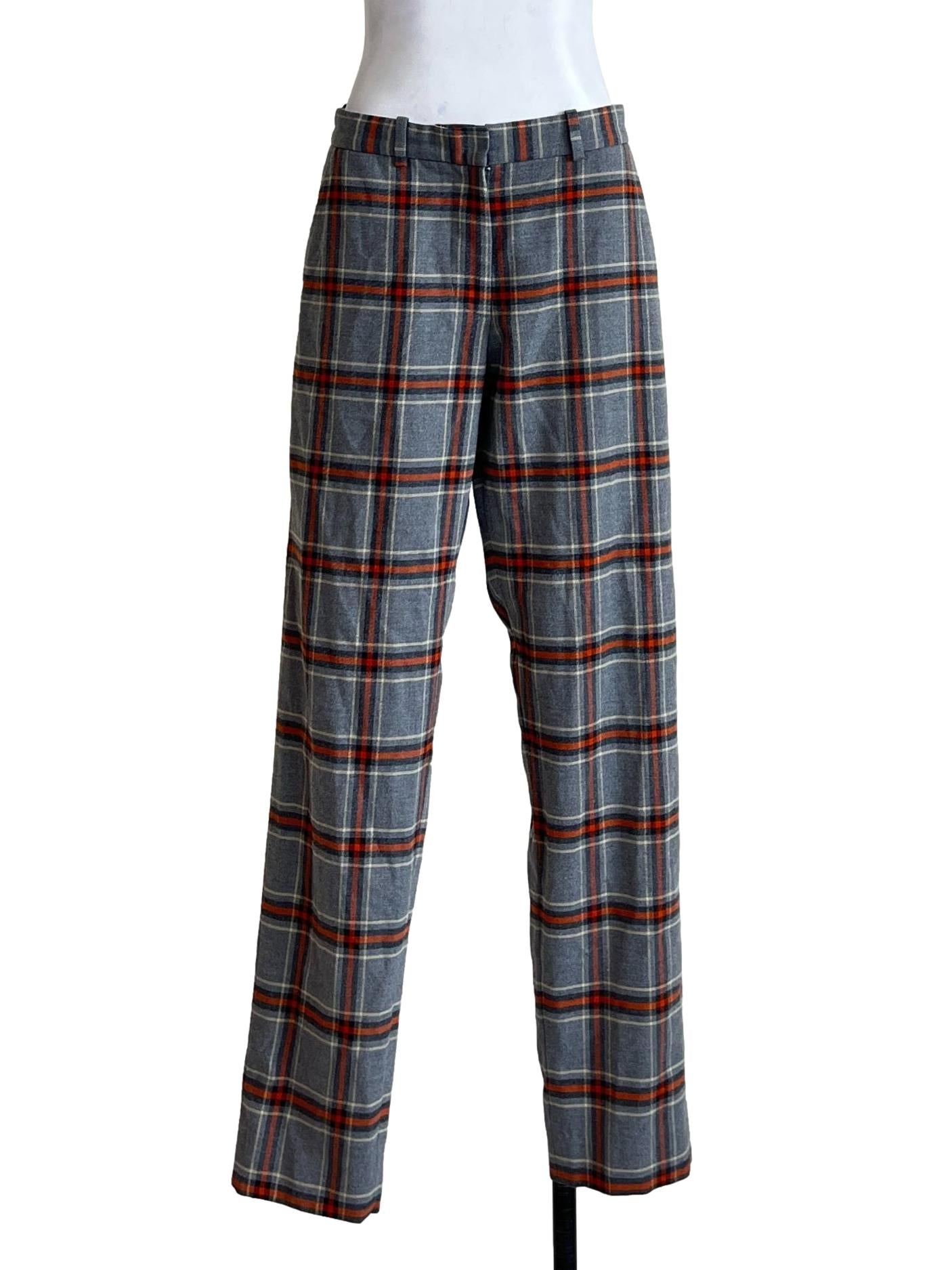 Fog Grey Checkered Wide Leg Pants