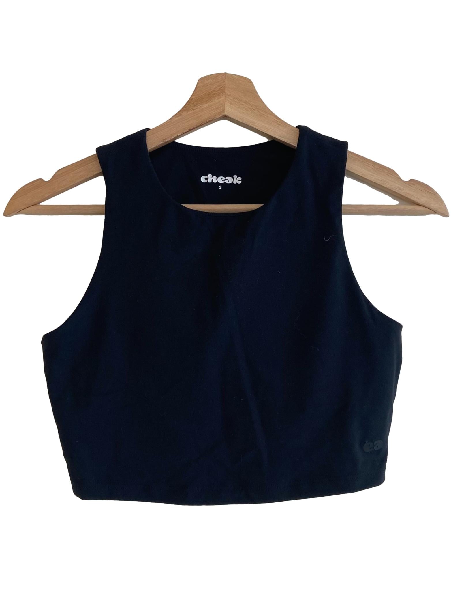 Black High Neck Crop Tank