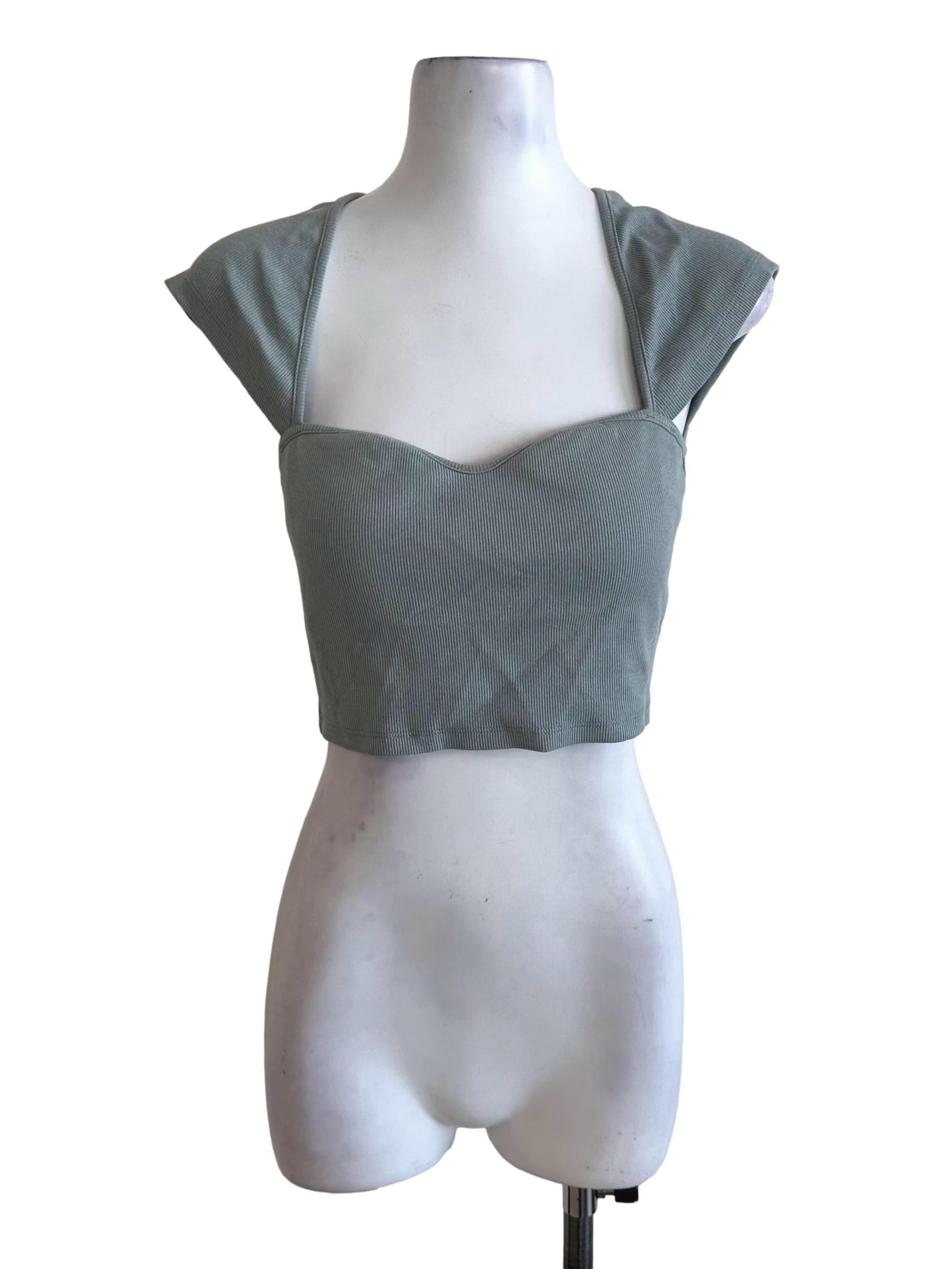 Ash Green Sweetheart Crop Top