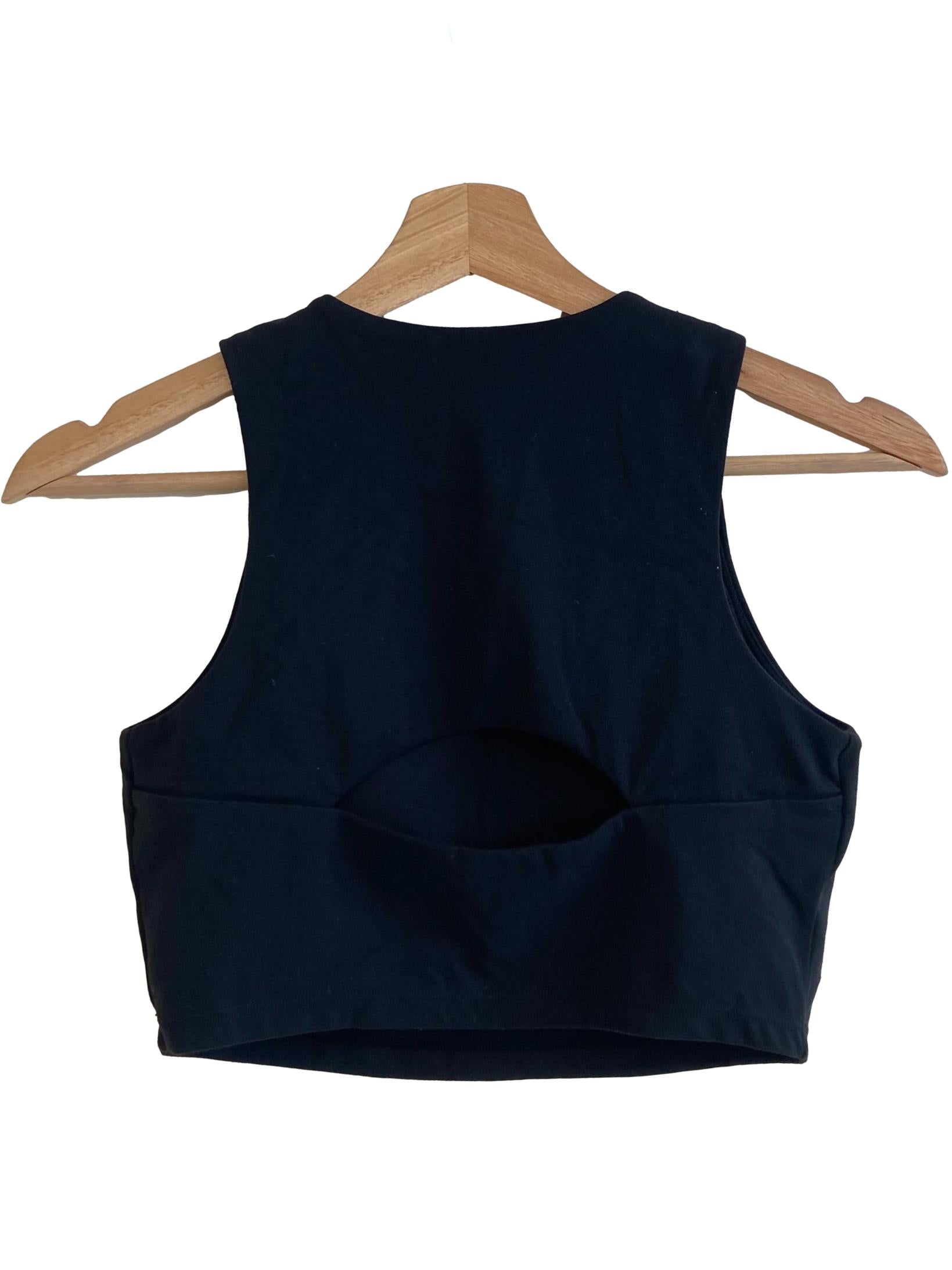 Black High Neck Crop Tank