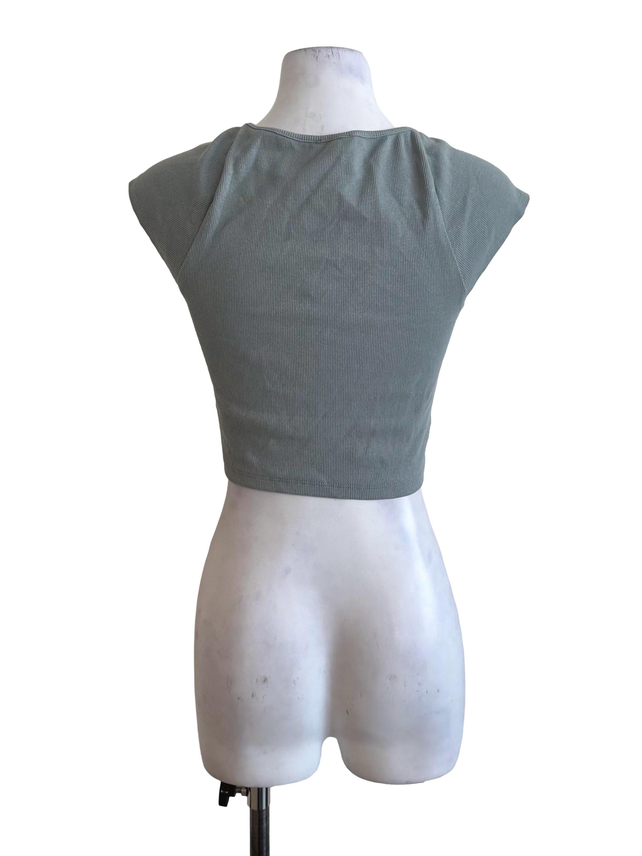 Ash Green Sweetheart Crop Top