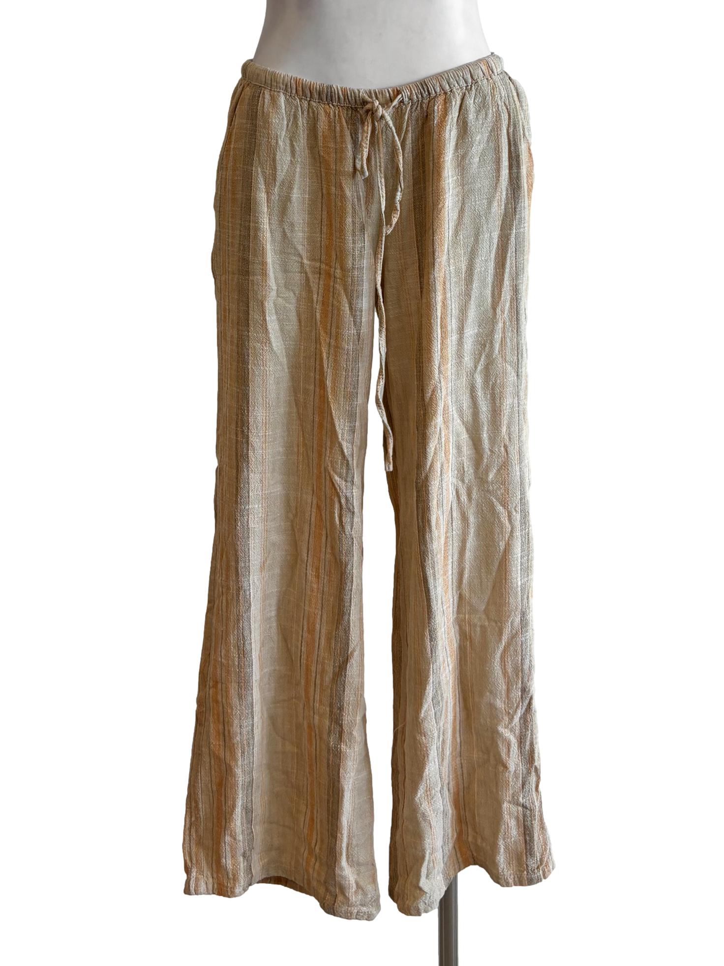 Almond Wheat  Low Rise Linen Pants