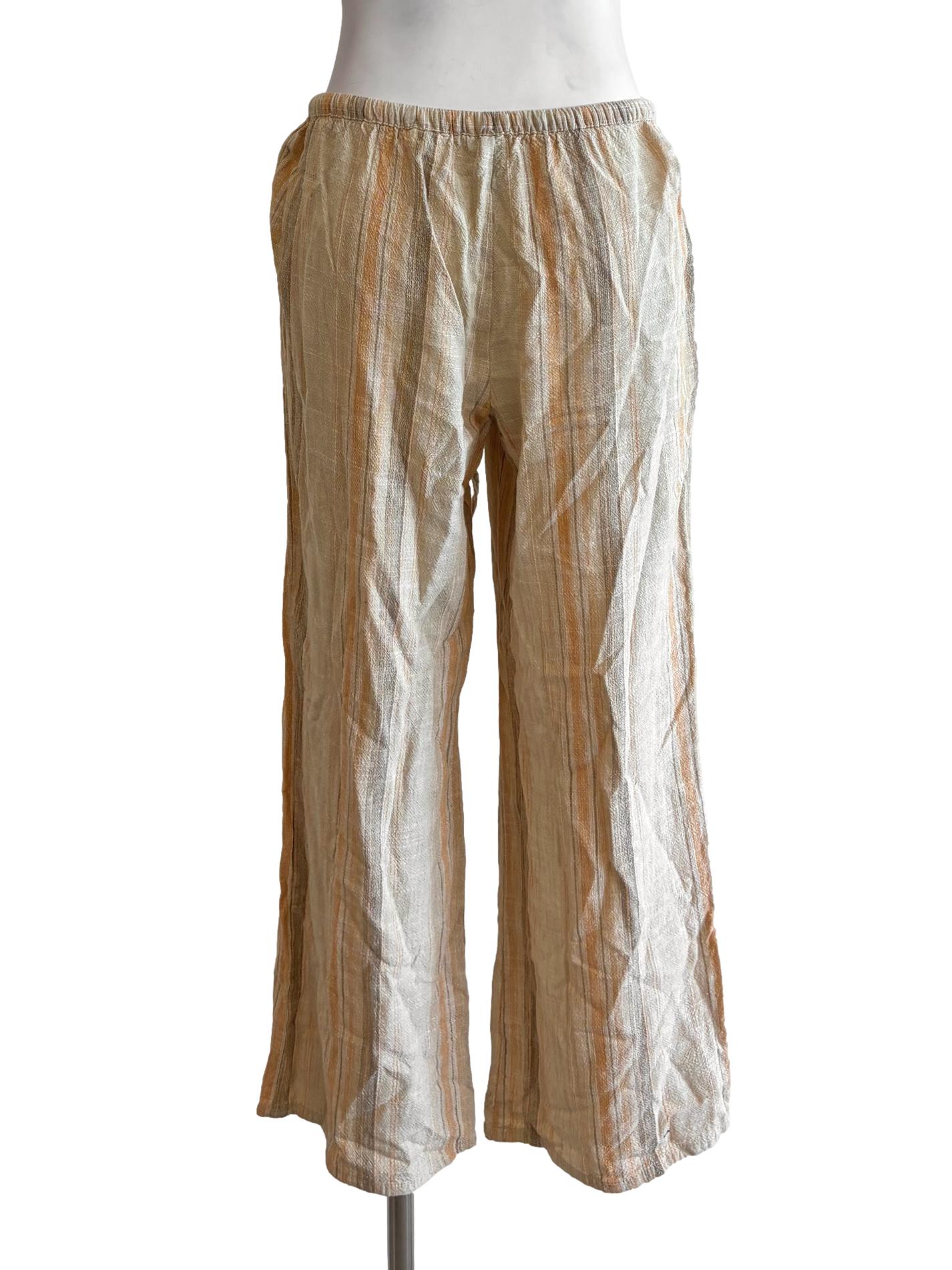 Almond Wheat  Low Rise Linen Pants