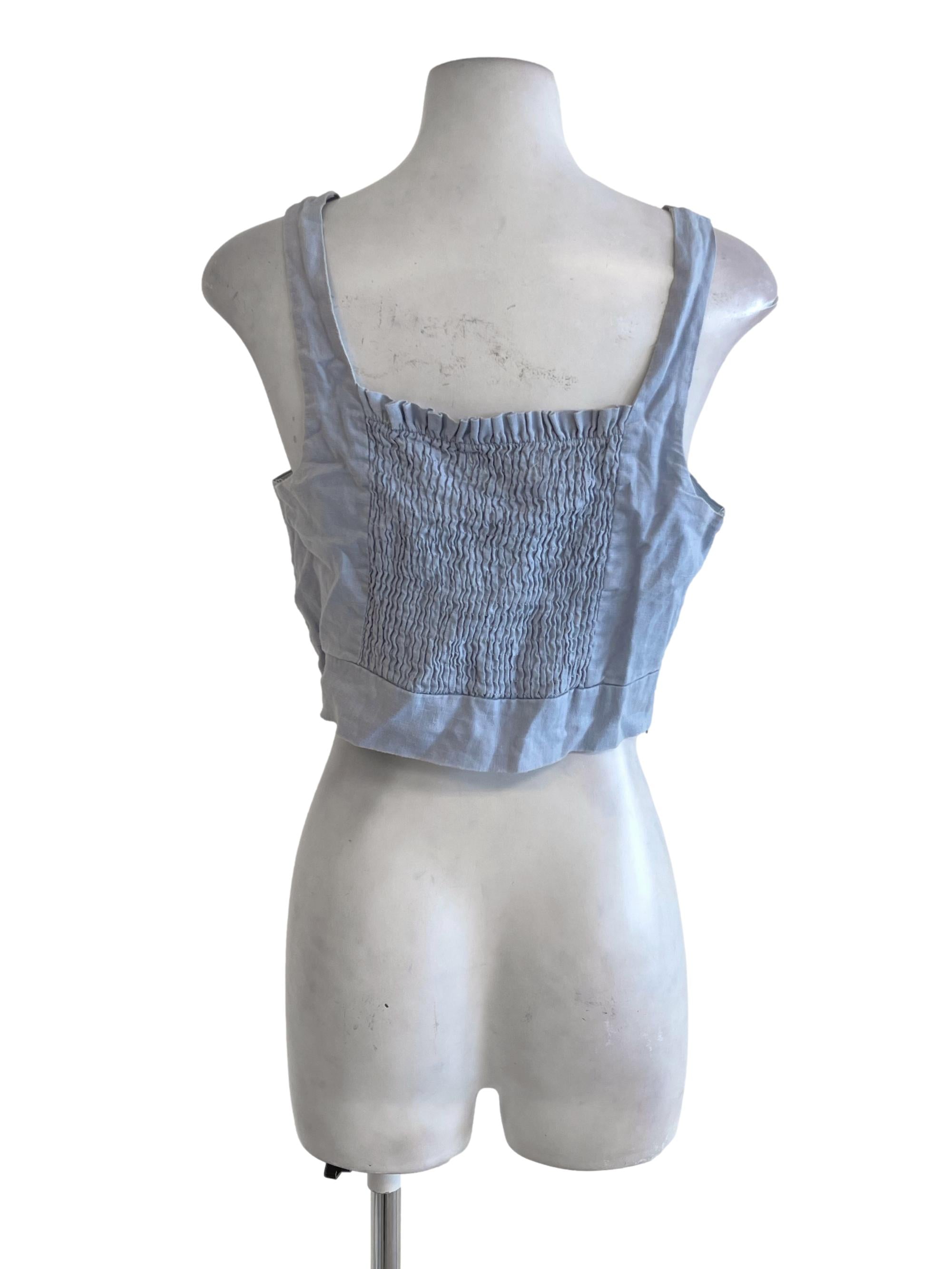 Soft Blue Square Neck Crop Top TEM