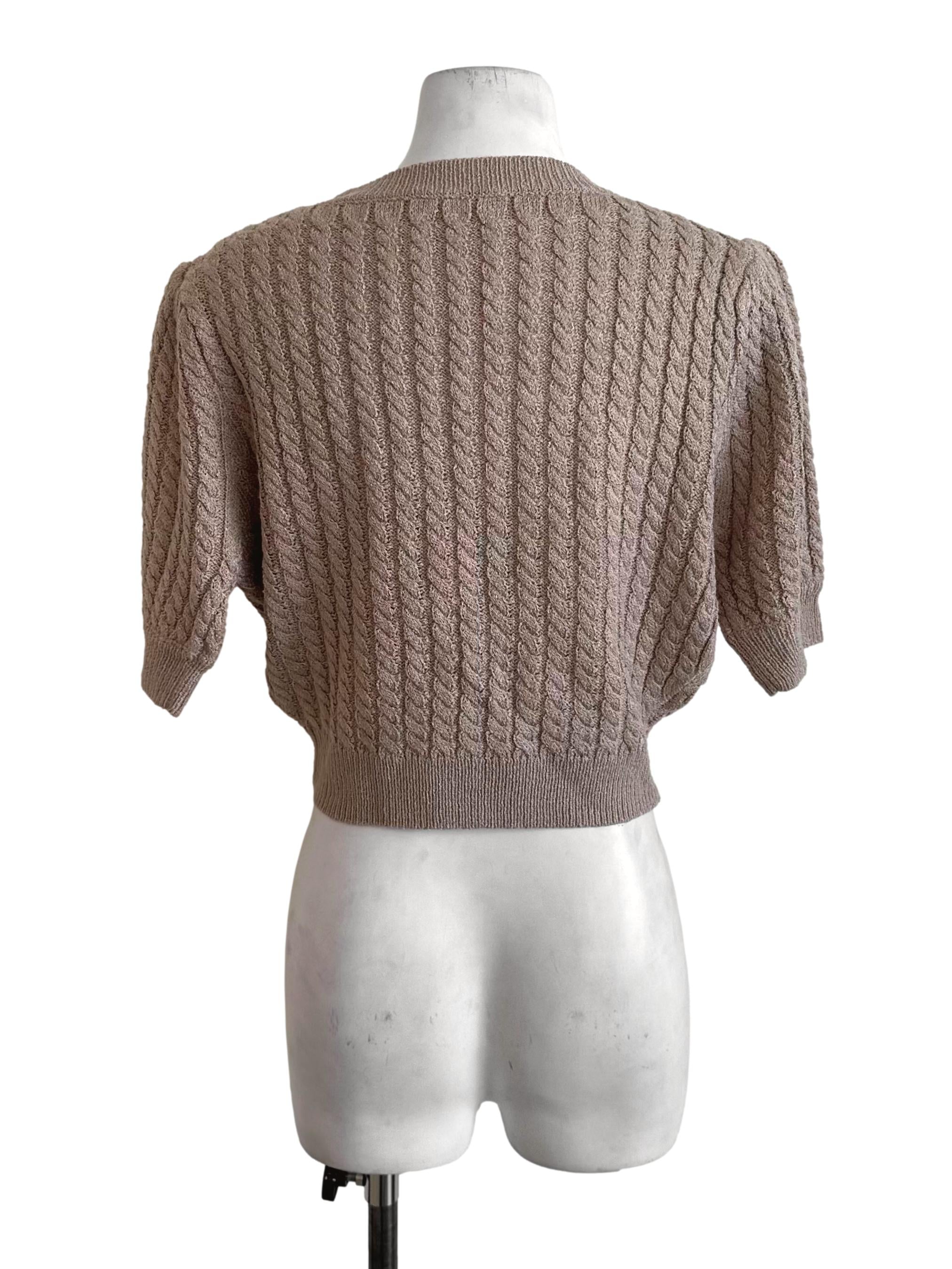 Mocha Brown Knit Round Neck Top