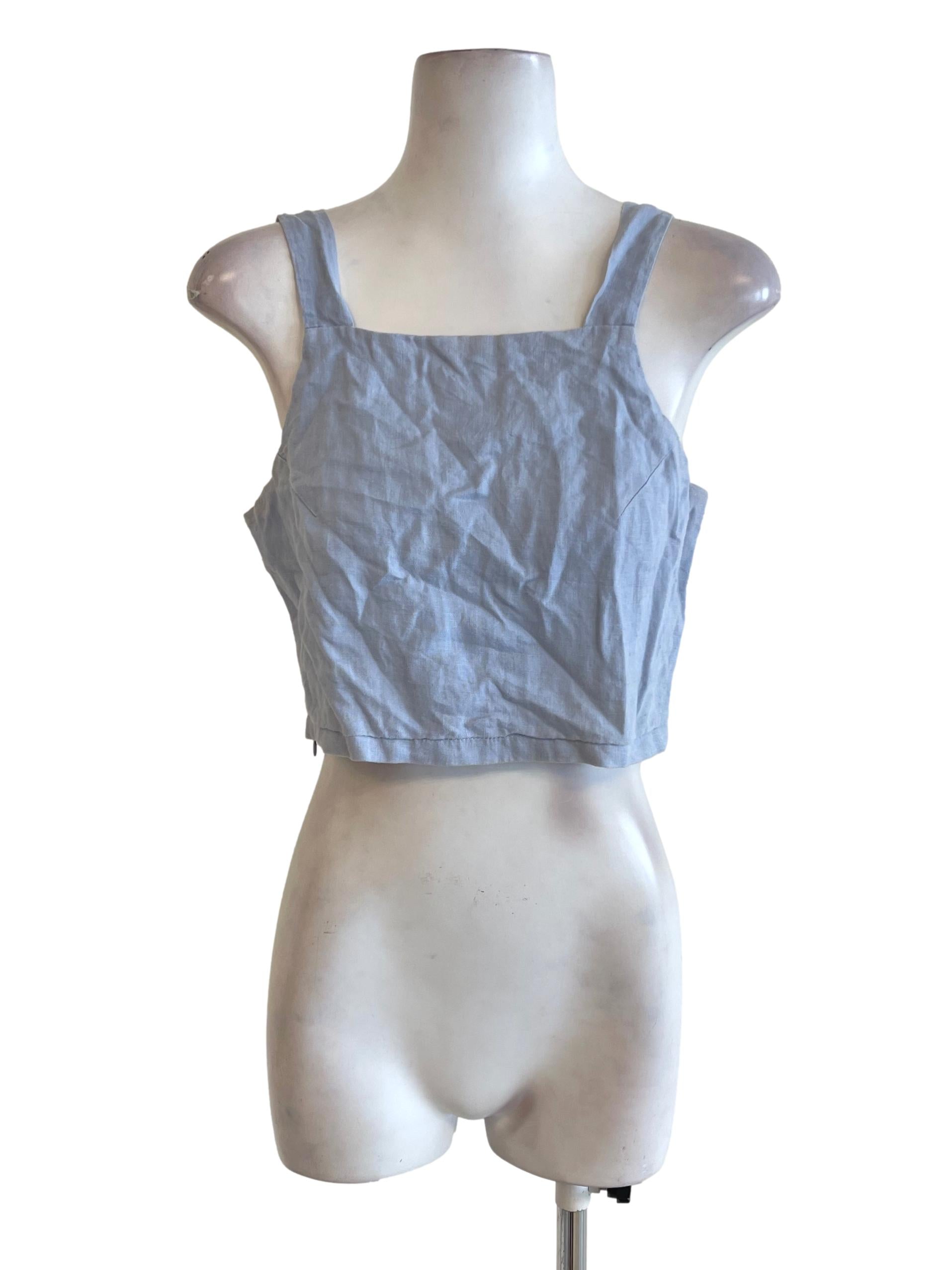 Soft Blue Square Neck Crop Top TEM