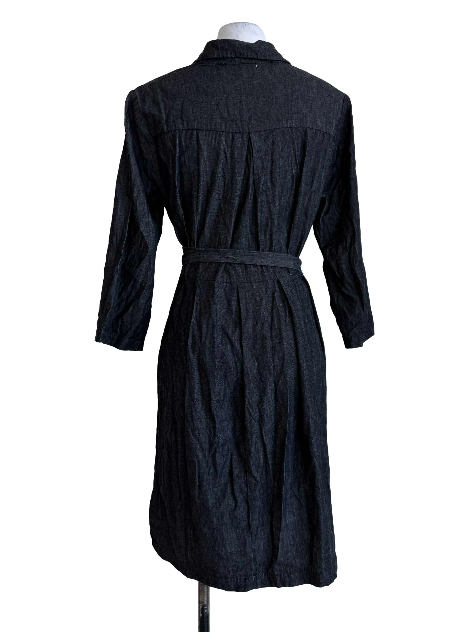 Black Denim Long Sleeve Wrap Dress