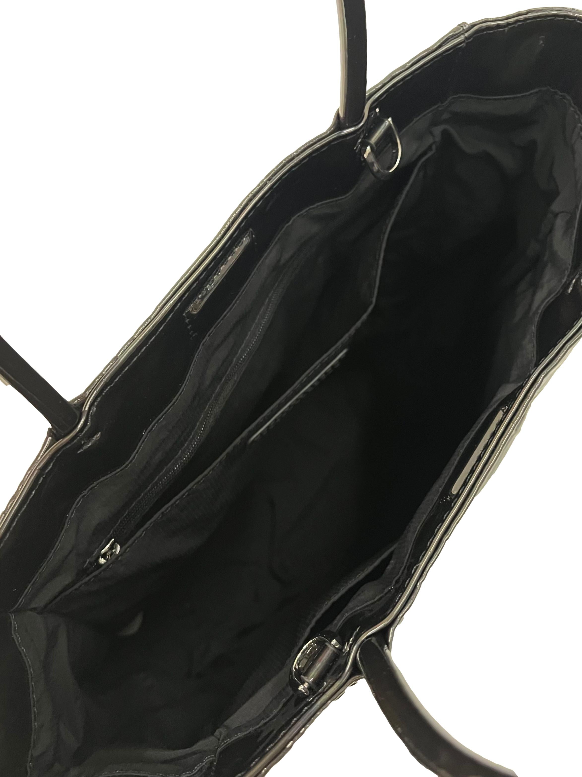 Black Holographic Matina Crinkle-Effect Tote Bag