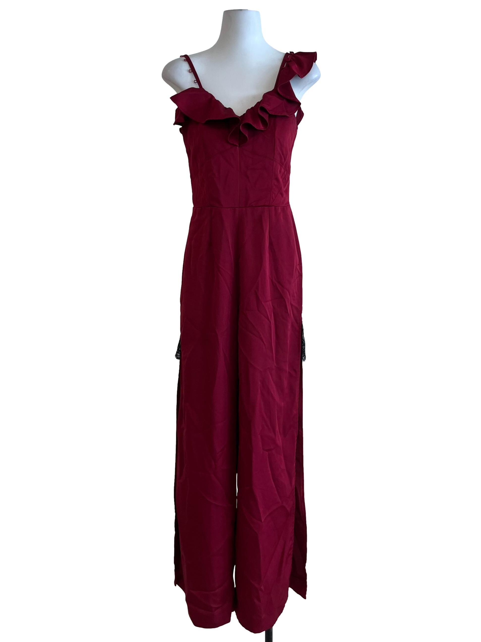 Blood Red Sweetheart Neckline Jumpsuit