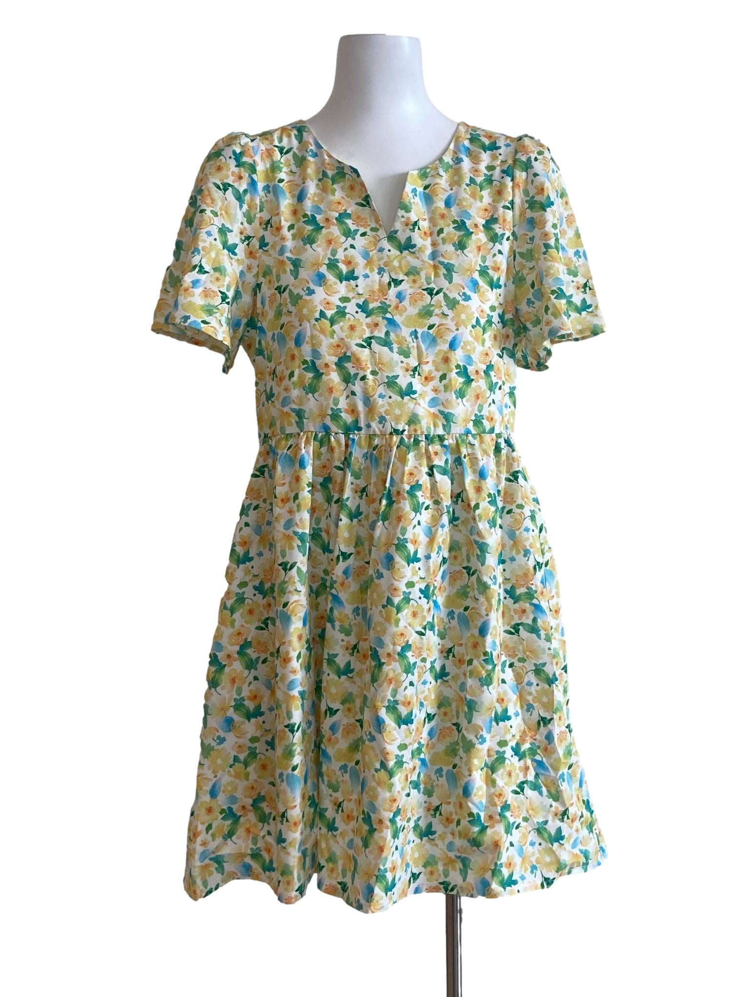 White & Yellow Floral Apron Rompers