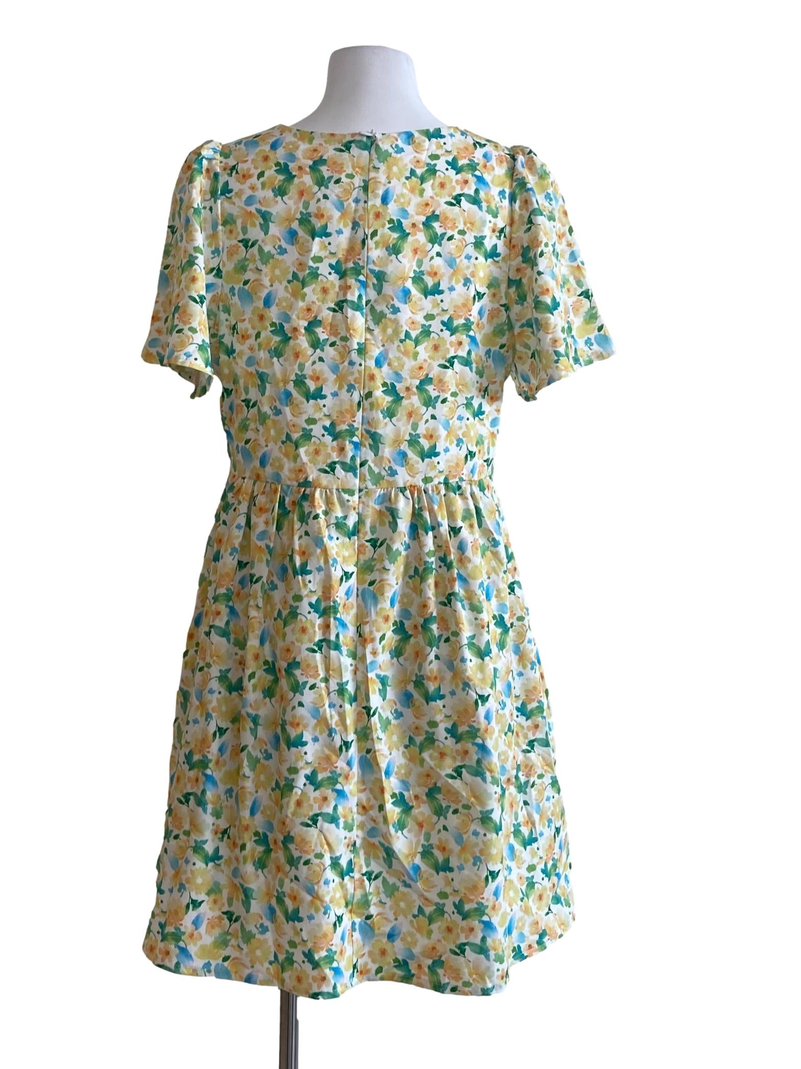 White & Yellow Floral Apron Rompers