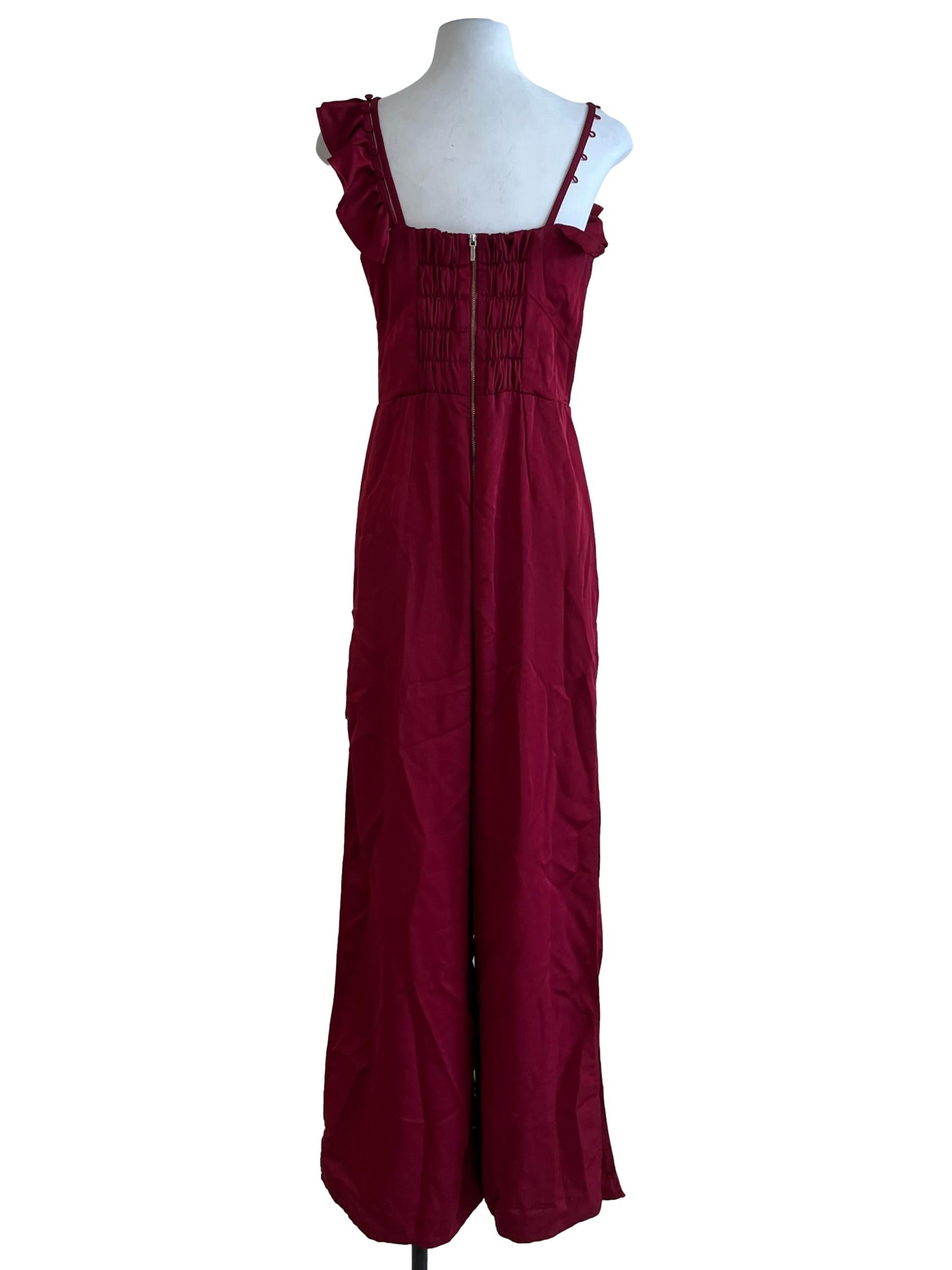 Blood Red Sweetheart Neckline Jumpsuit