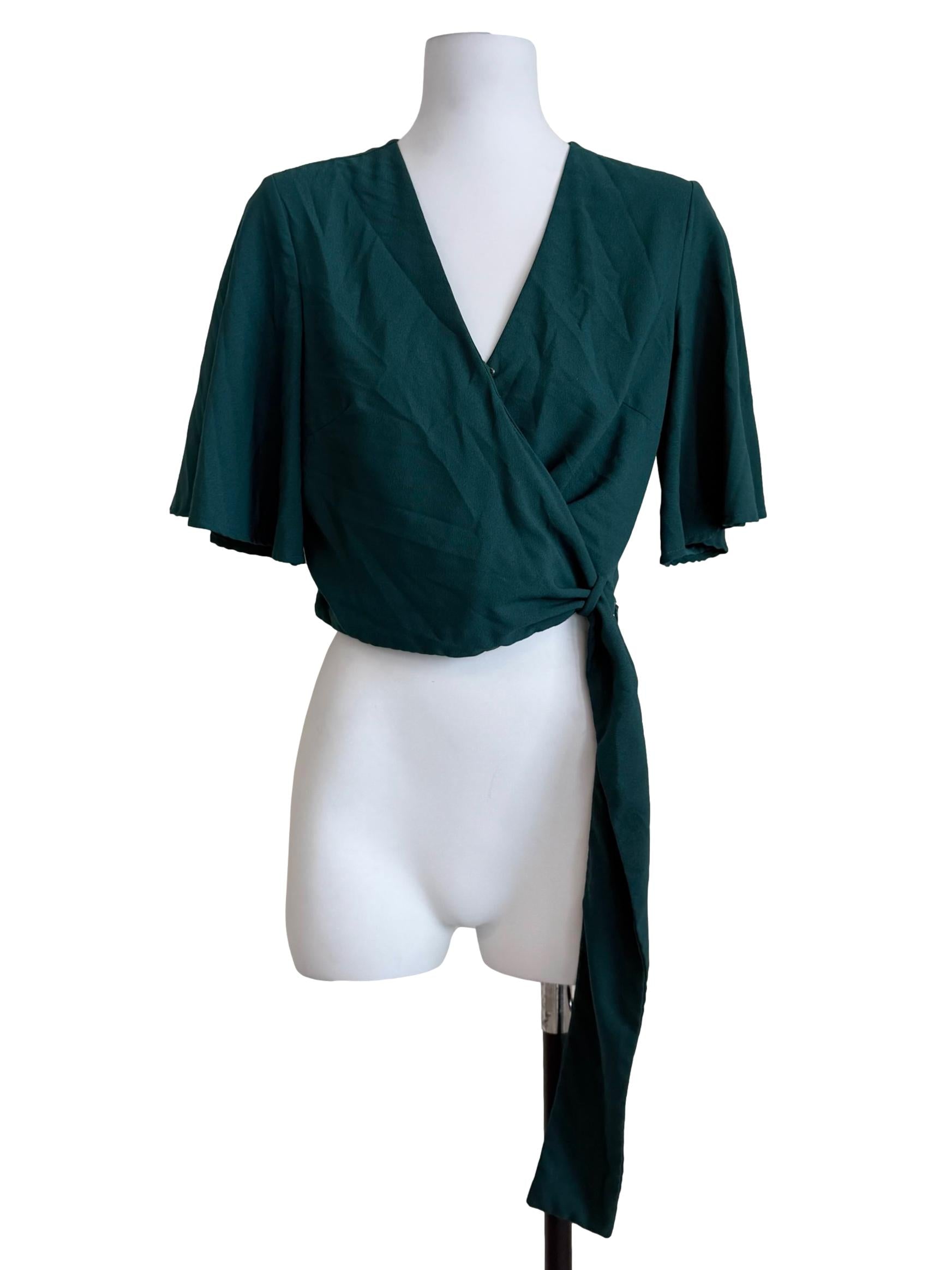 Pine Green V-Neck Top