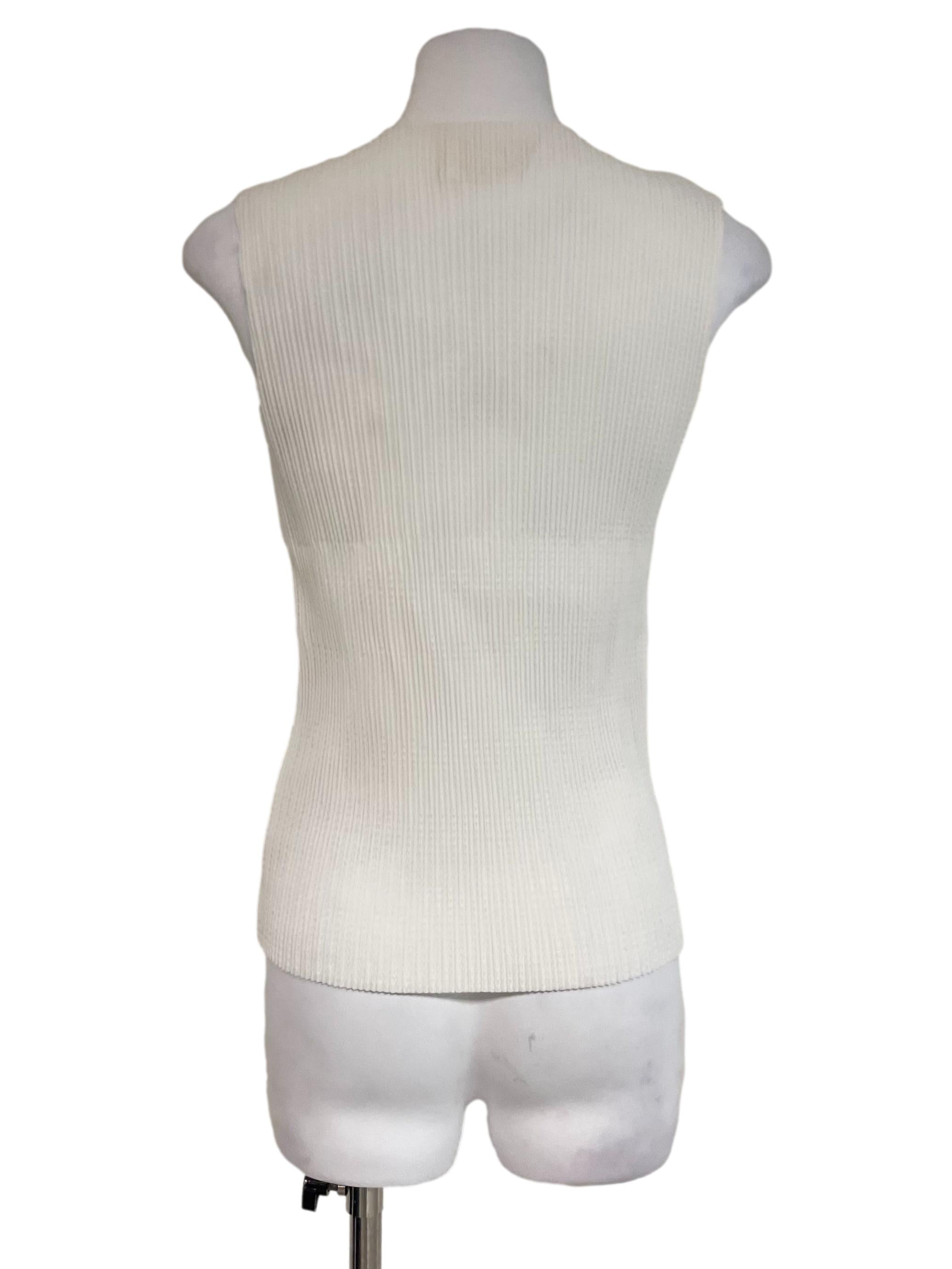 Off White Crinkle Sleeveless Top OSN