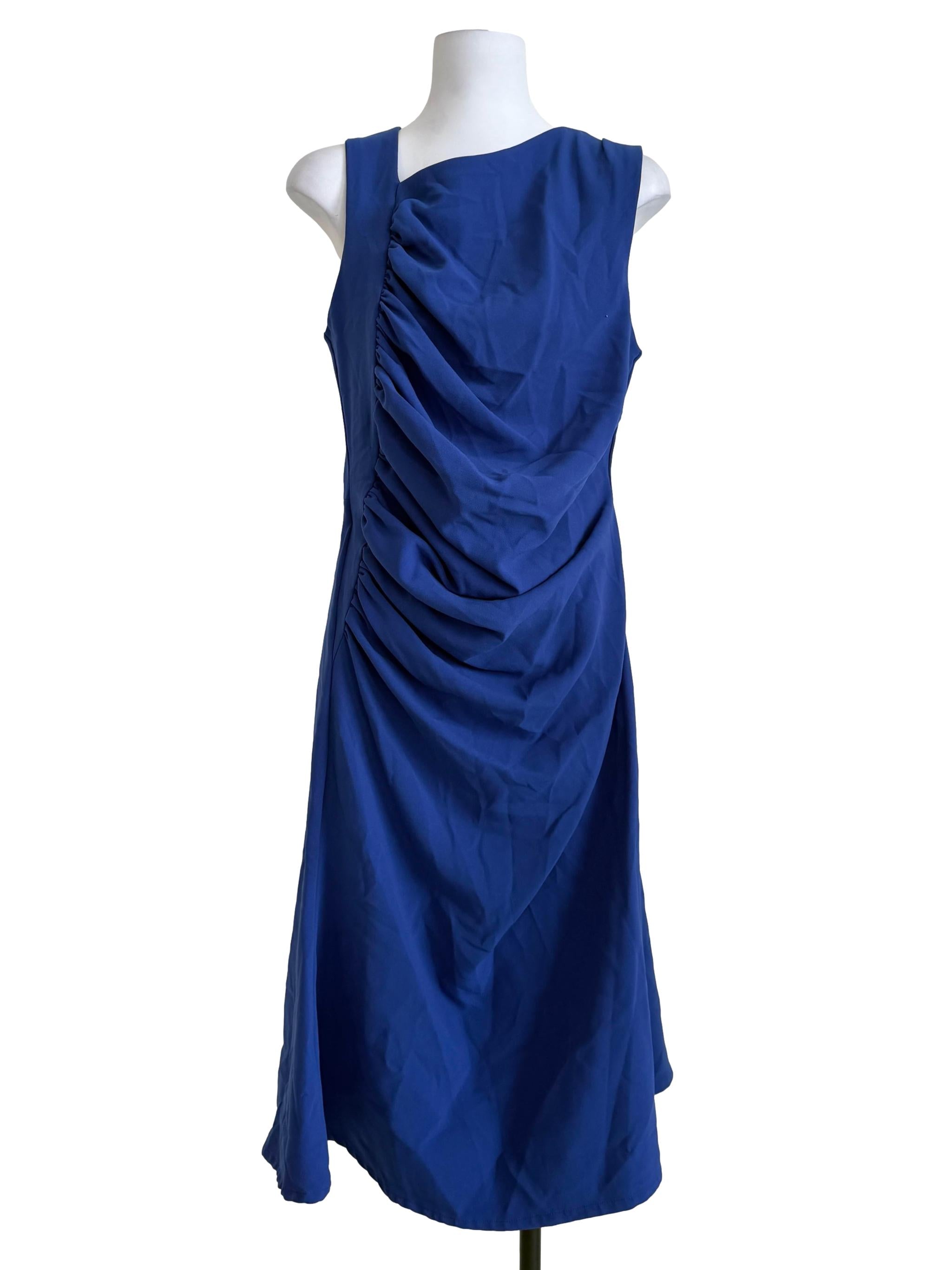 Azure Blue Side Ruched Dress