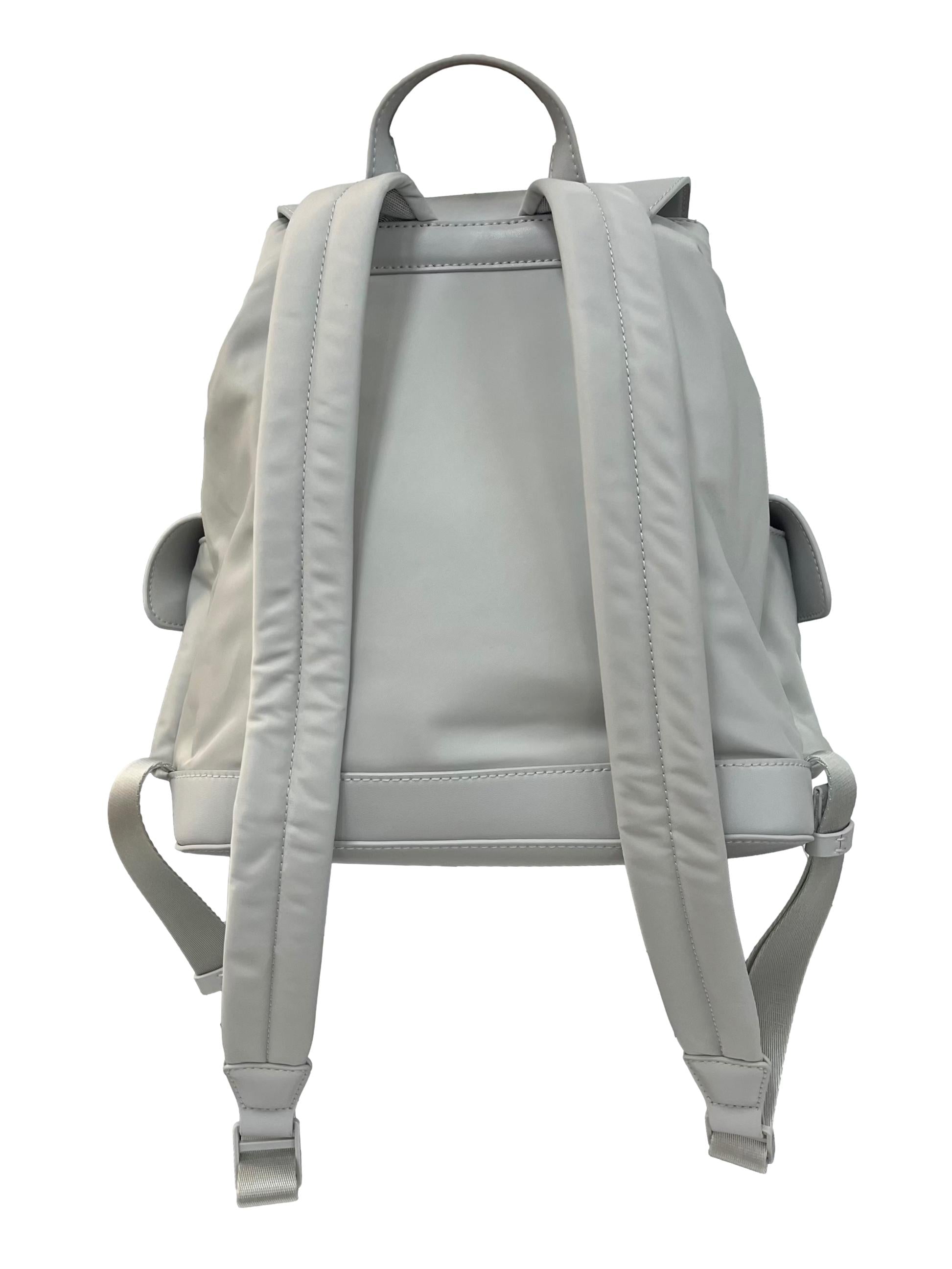 Light Grey Nylon Puffy Chain-Link Backpack