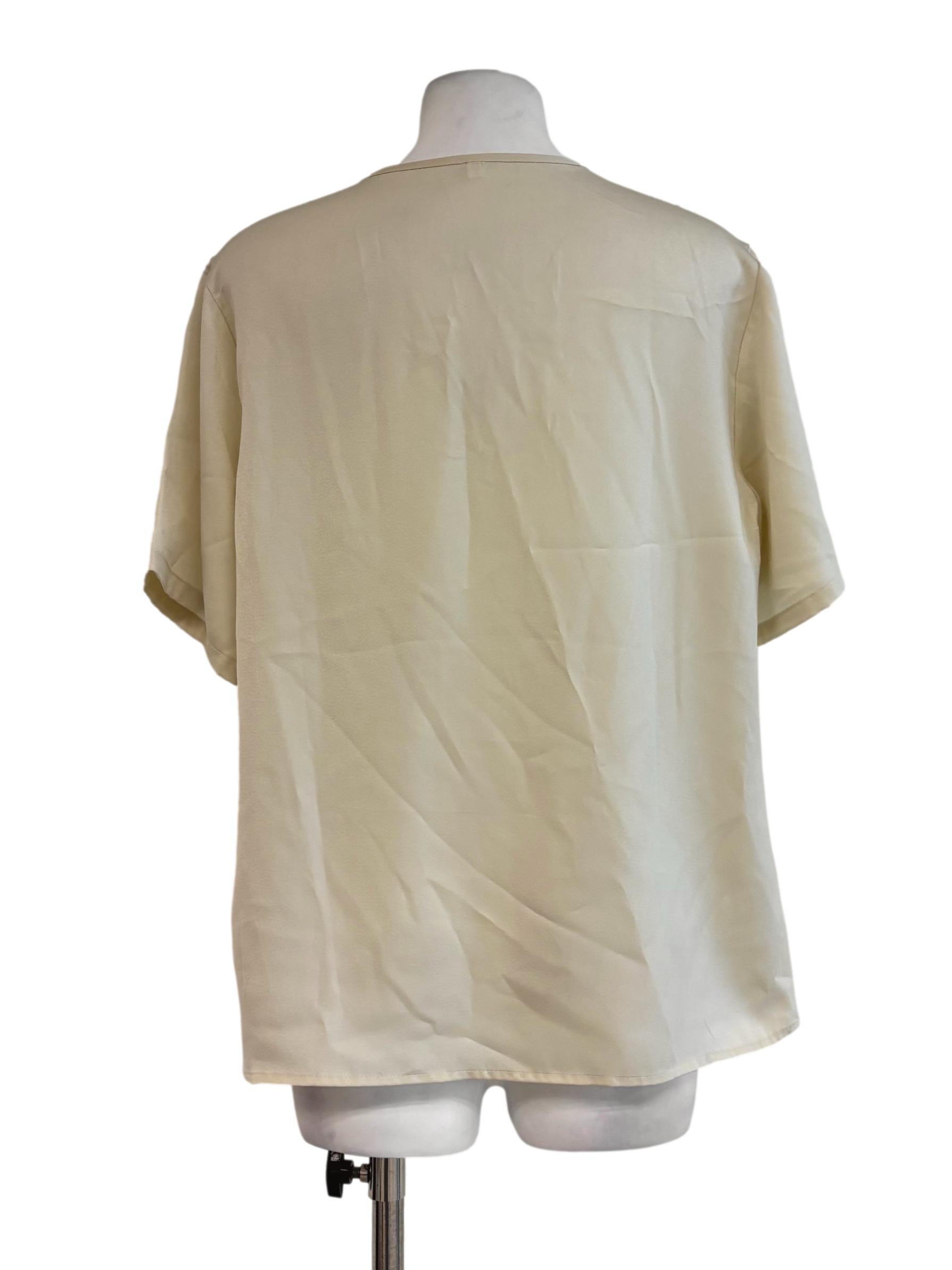 Beige Satin Short Sleeve Top