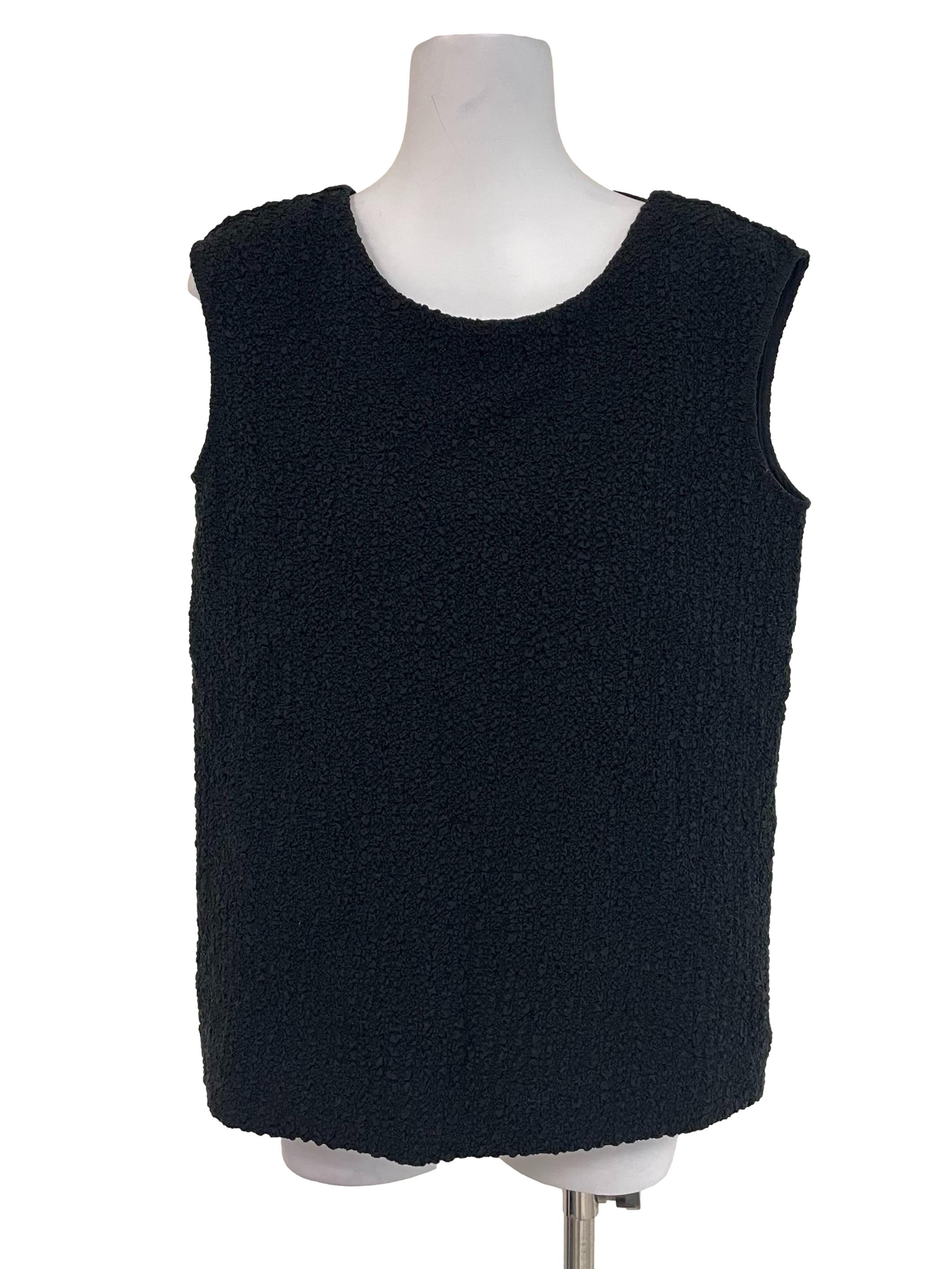 Black Textured Sleeveless Top