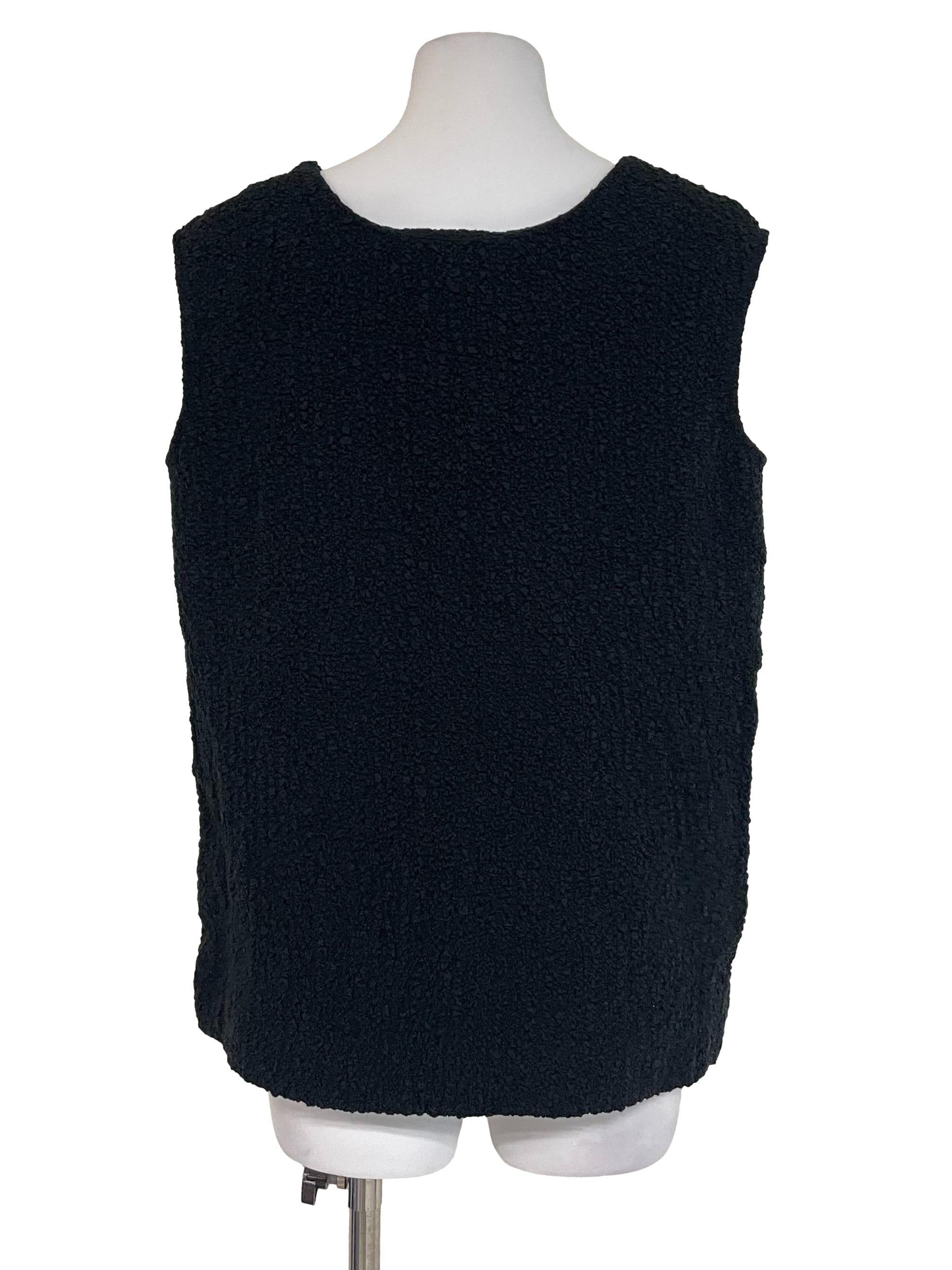 Black Textured Sleeveless Top