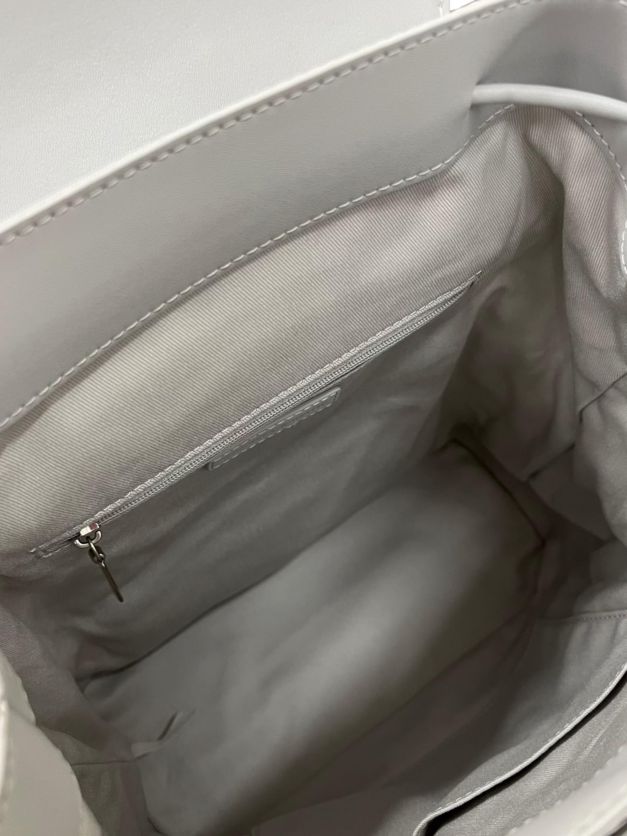Light Grey Nylon Puffy Chain-Link Backpack