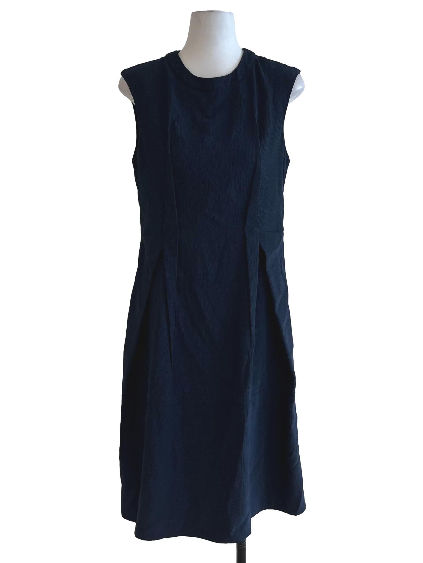 Navy Blue Jewel Neckline Sheath Dress
