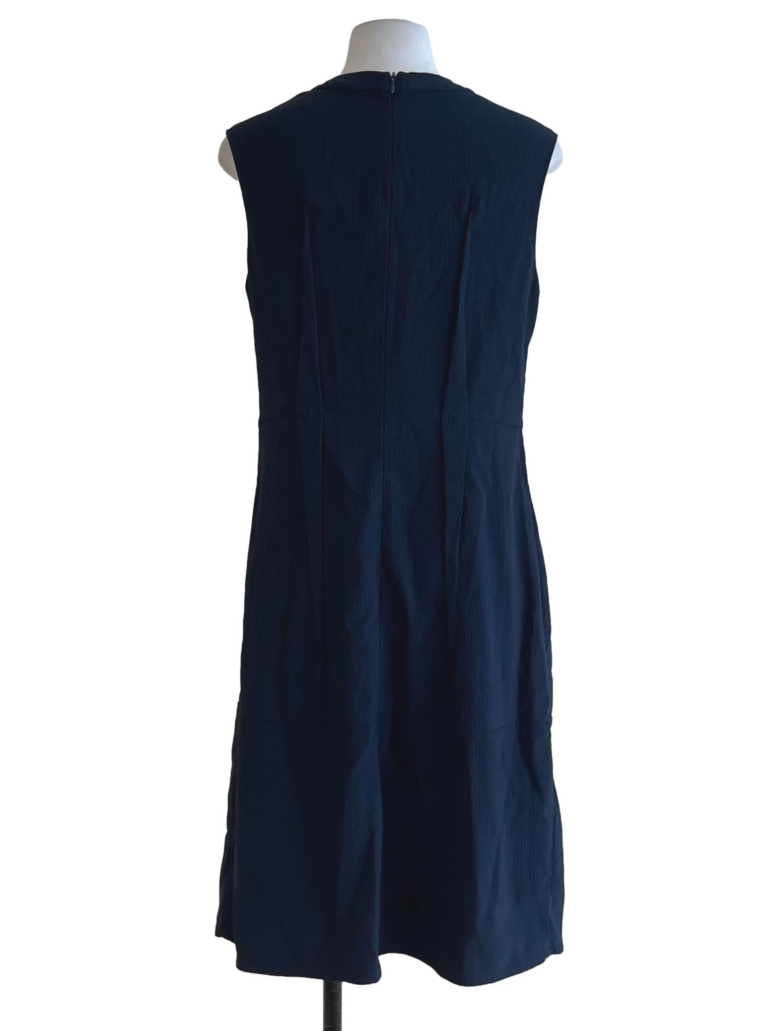 Navy Blue Jewel Neckline Sheath Dress