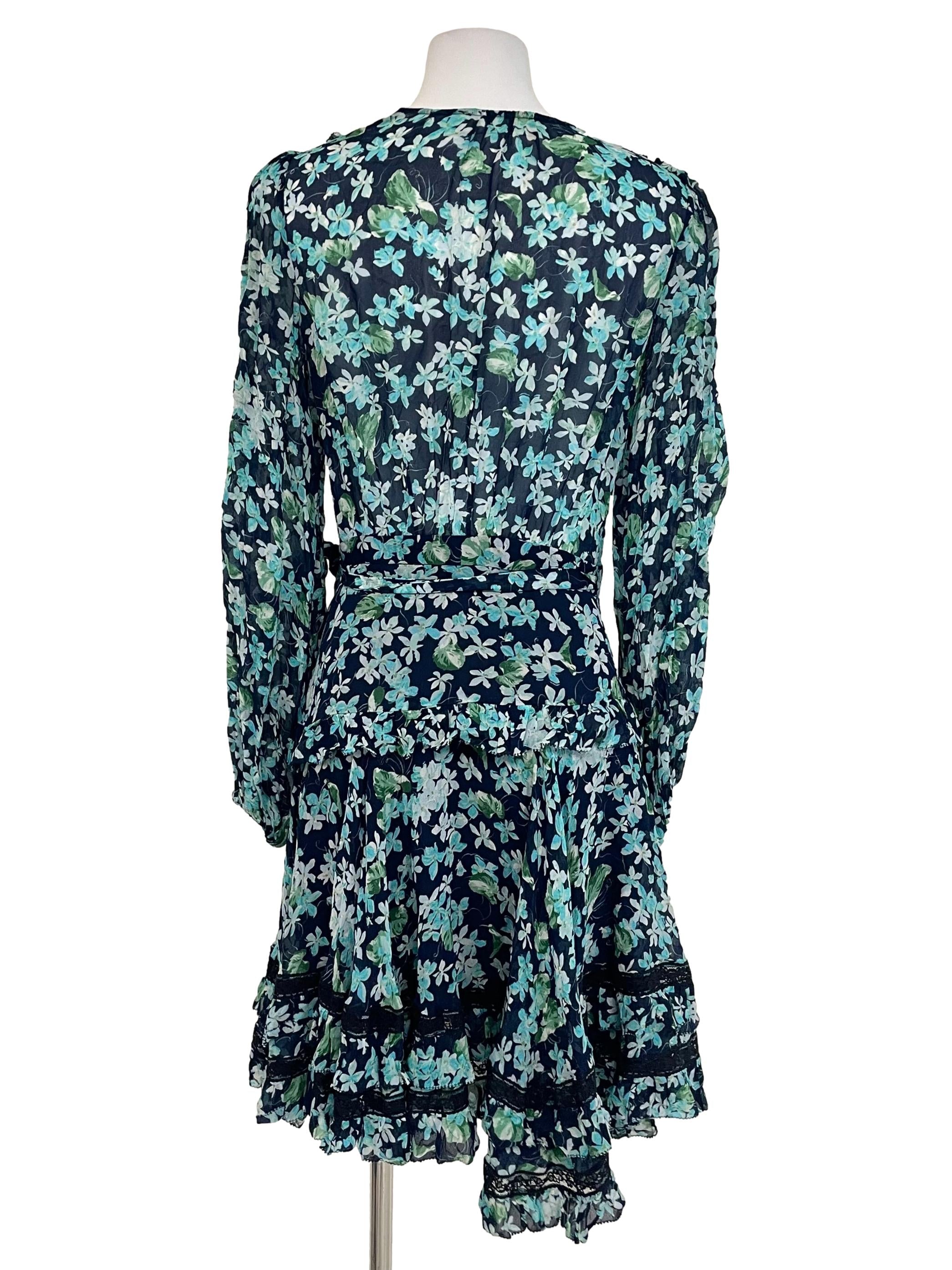 Blue Meadow Floral Moncur Wrap Mini Dress