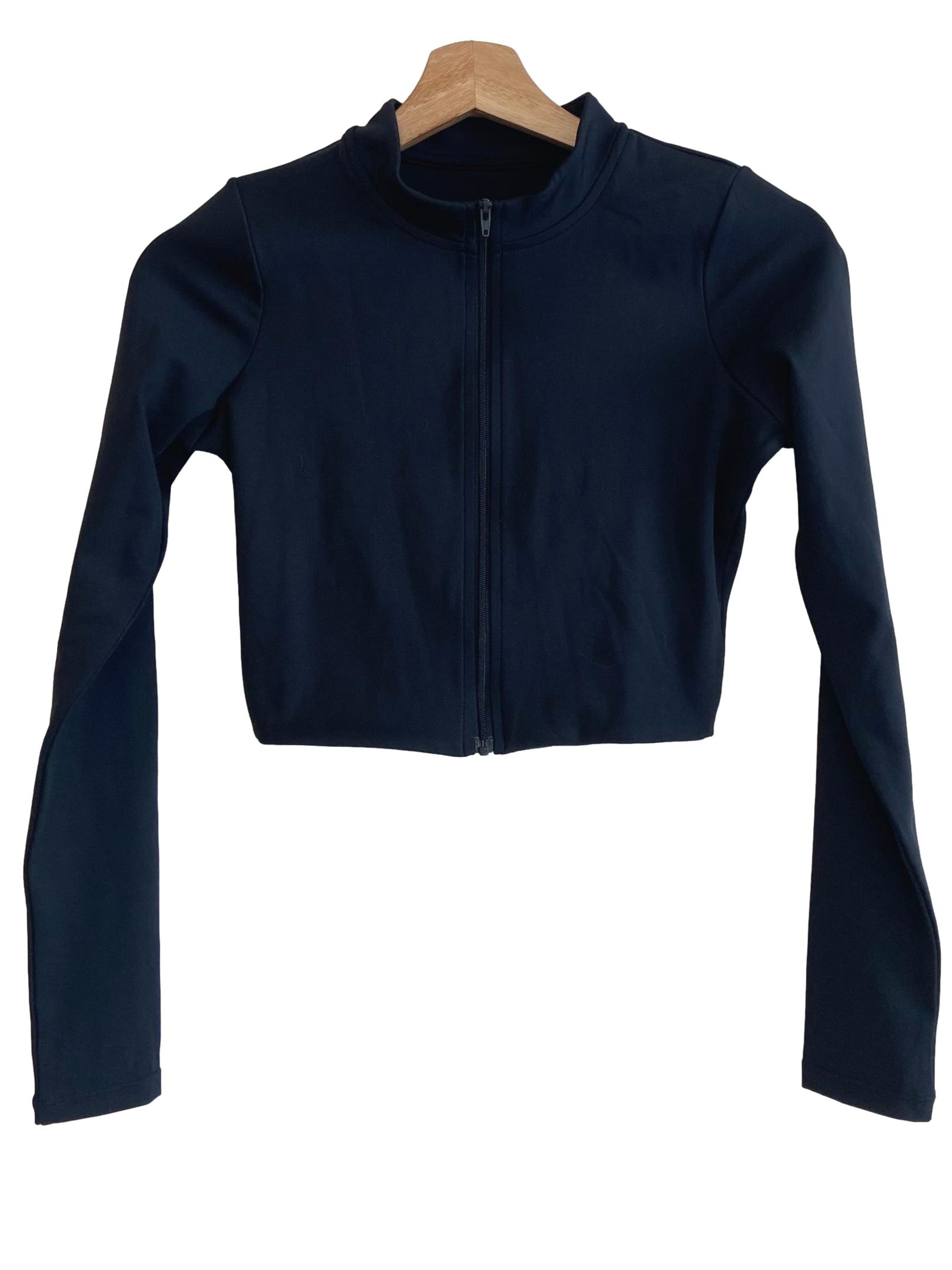 Black Zipper Fit Cropped Jacket