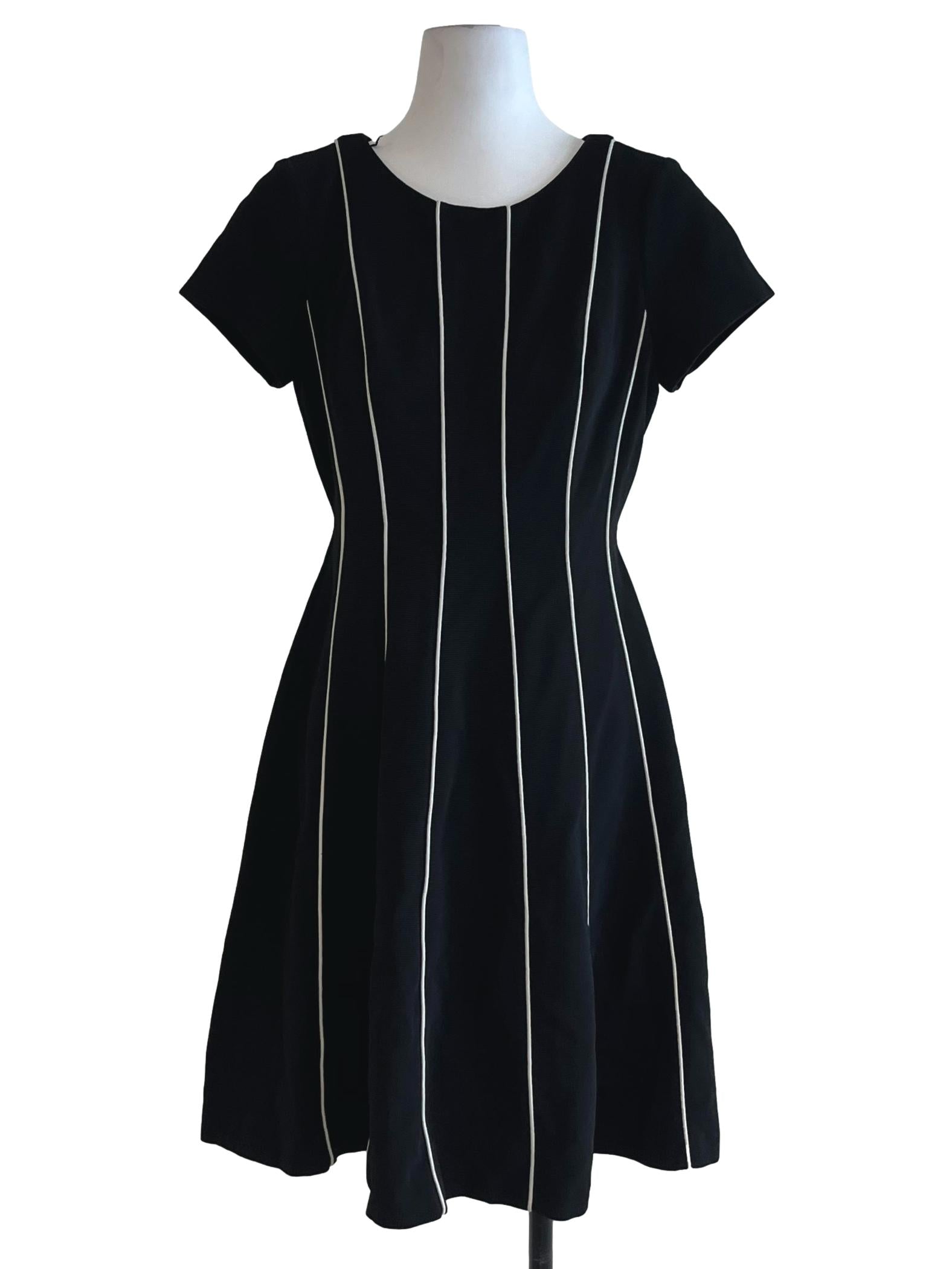 Black Chalk Stripe Empire Dress