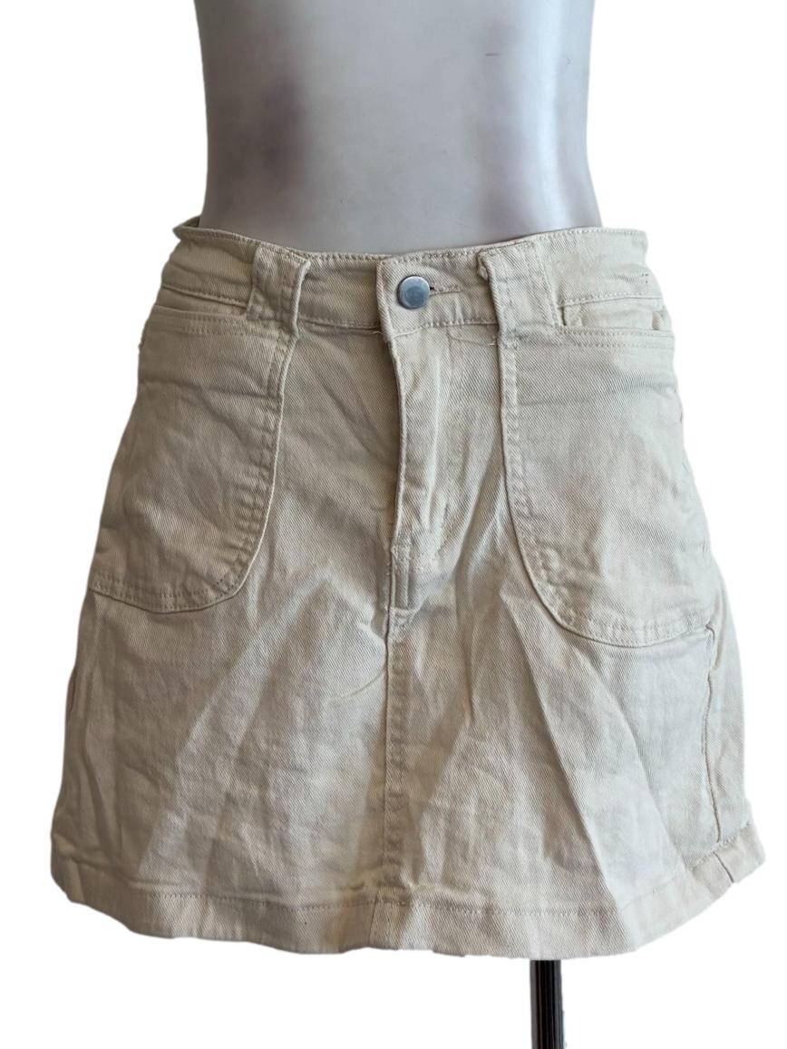 Ivory White Denim Mini Skirt
