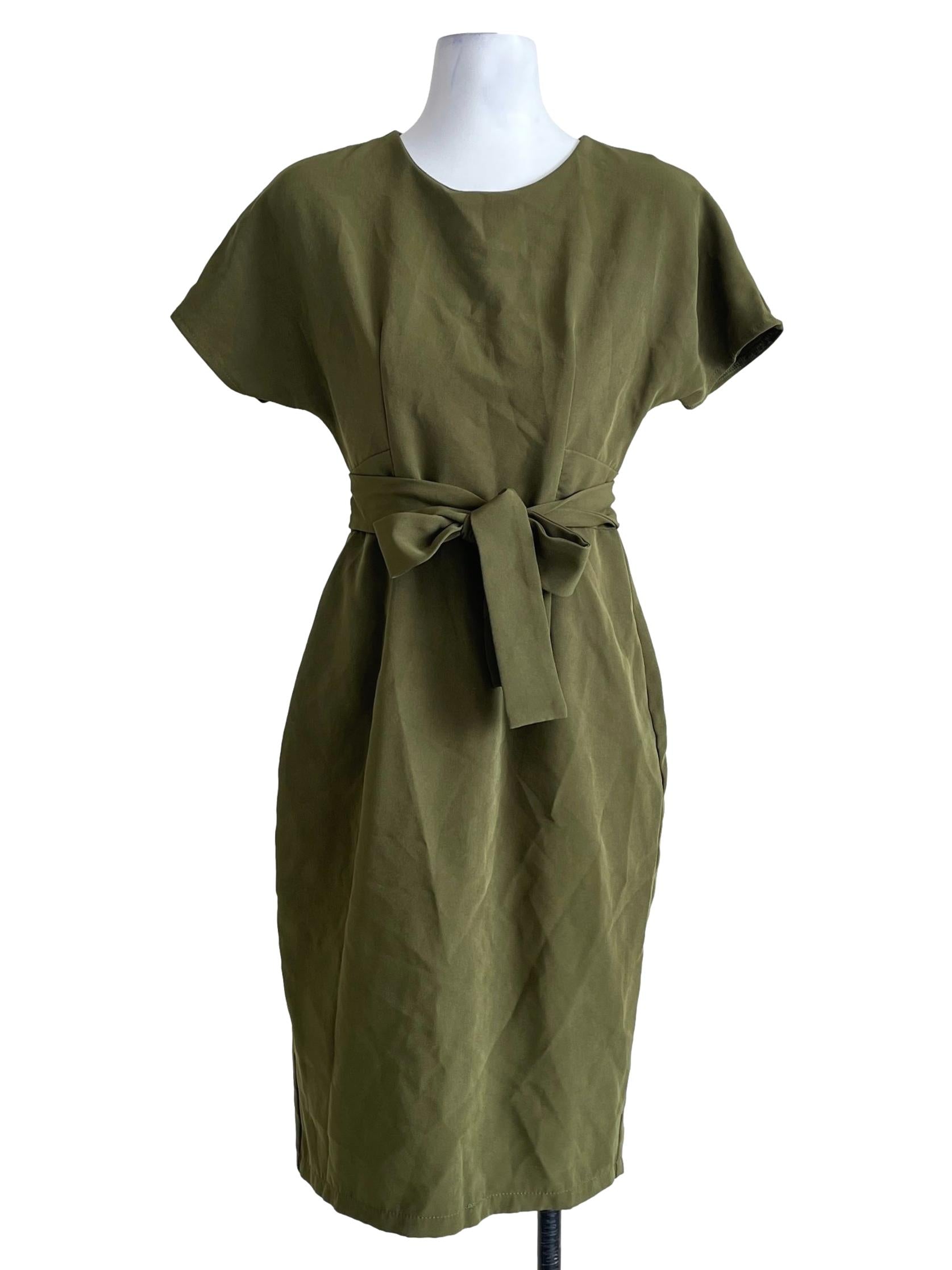 Olive Green Halter A-Line Dress